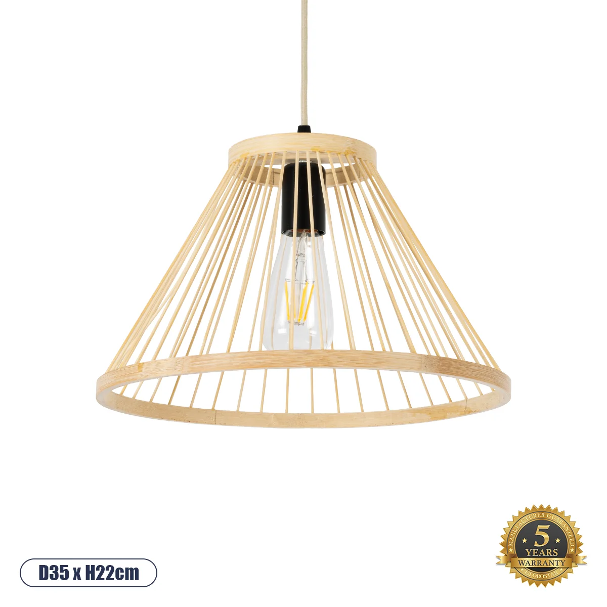 Φωτογραφία προϊόντος: GLOBOSTAR® TYGEE 01930 Boho Κρεμαστό Φωτιστικό Οροφής με Ντουί 1 x E27 AC 220-240V IP20 - Μπεζ - Μ35 x Π35 x Υ22cm