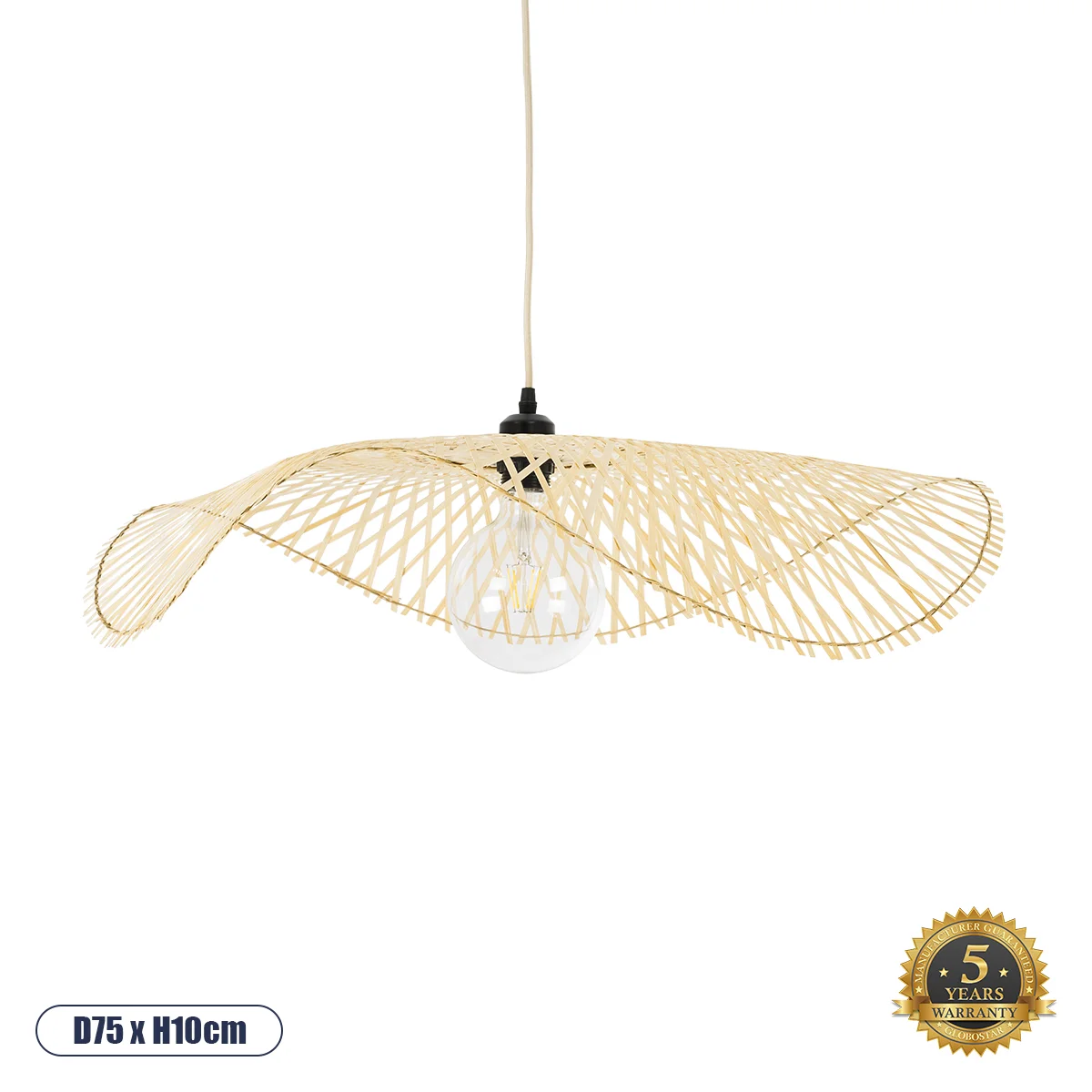 Φωτογραφία προϊόντος: GLOBOSTAR® MELEMELE 01841 Boho Κρεμαστό Φωτιστικό Οροφής με Ντουί 1 x E27 AC 220-240V IP20 - Μπεζ - Μ75 x Π75 x Υ10cm