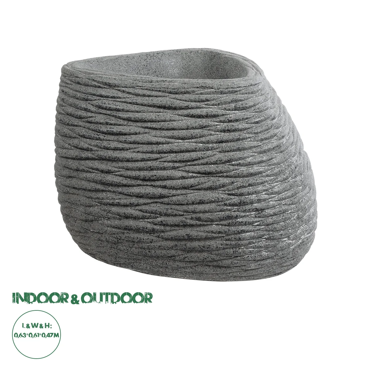 Φωτογραφία προϊόντος: GloboStar® Artificial Garden RONDA 20759 Επιδαπέδιο Πολυεστερικό Τσιμεντένιο Κασπώ Γλάστρα - Flower Pot Γκρι Μ63 x Π41 x Υ47cm
