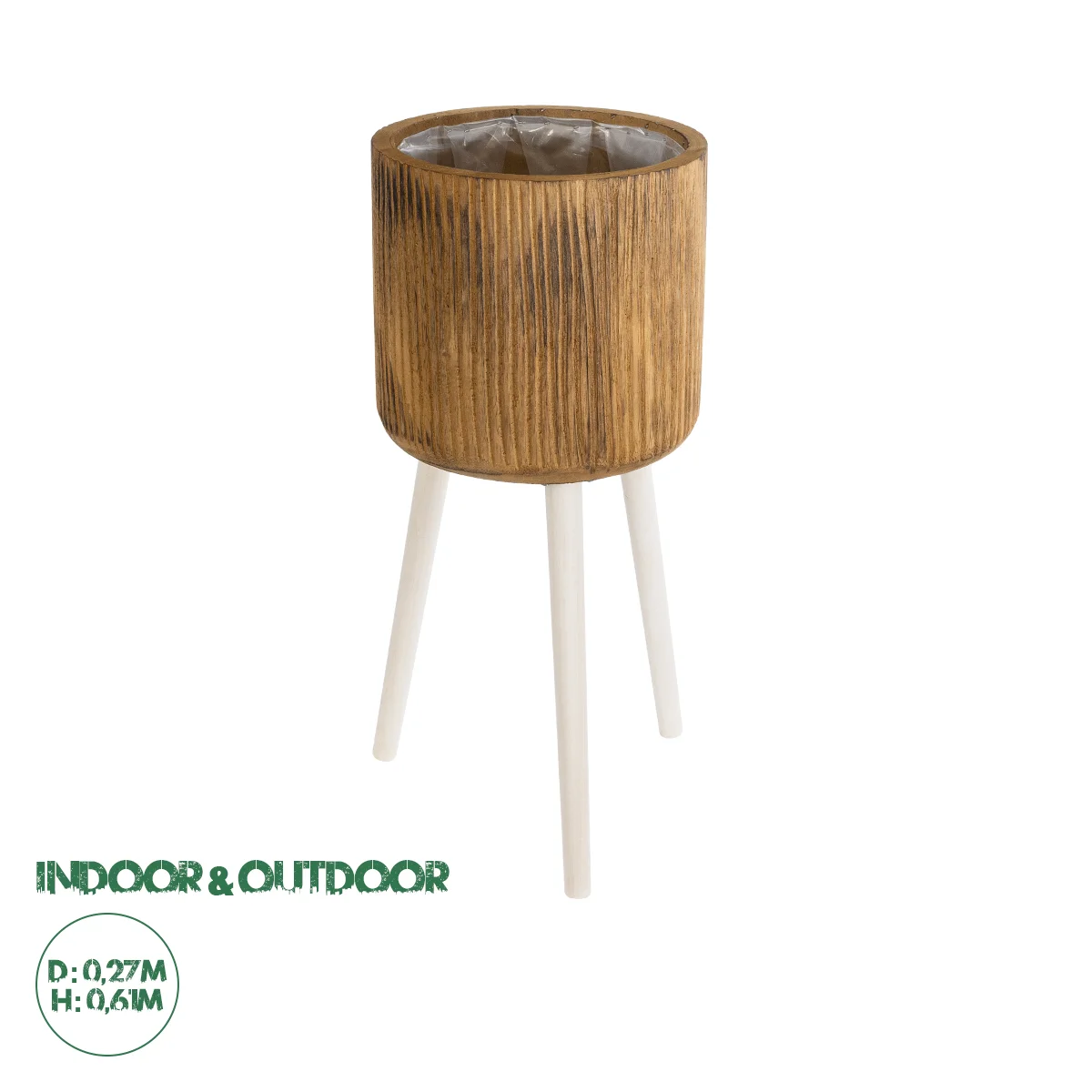 Φωτογραφία προϊόντος: GloboStar® Artificial Garden JAMAICA 20555 Διακοσμητικό Ξύλινο Κασπώ Γλάστρα - Flower Pot Καφέ Φ27 x Υ61cm