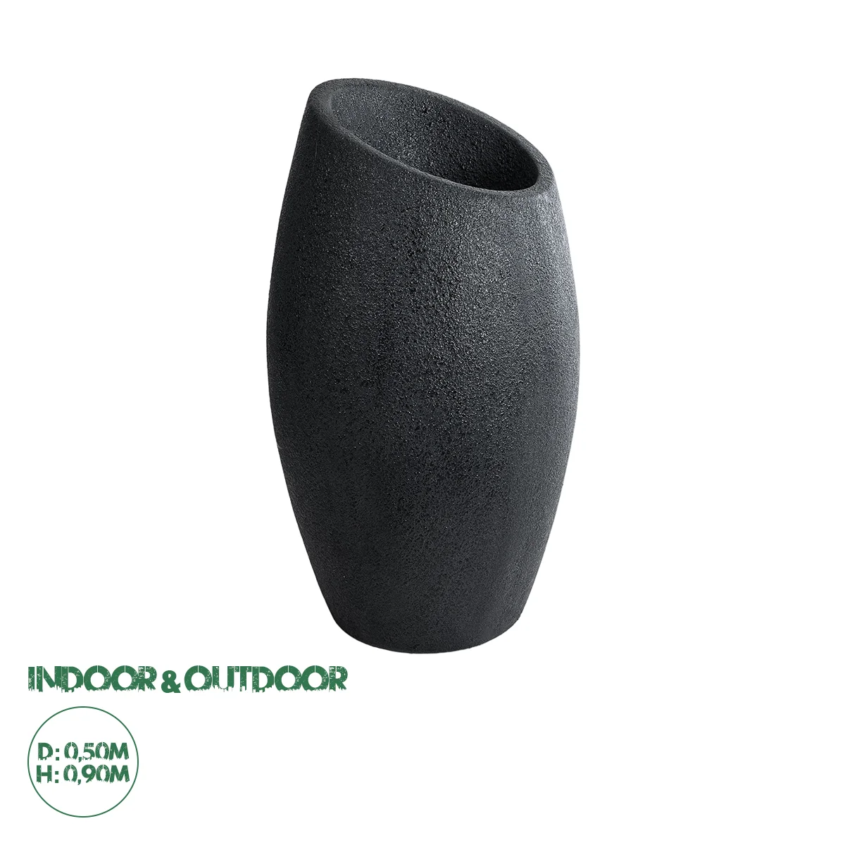 Φωτογραφία προϊόντος: GloboStar® Artificial Garden MESTRE 20731 Επιδαπέδιο Πολυεστερικό Τσιμεντένιο Κασπώ Γλάστρα - Flower Pot Μαύρο Φ50 x Υ90cm