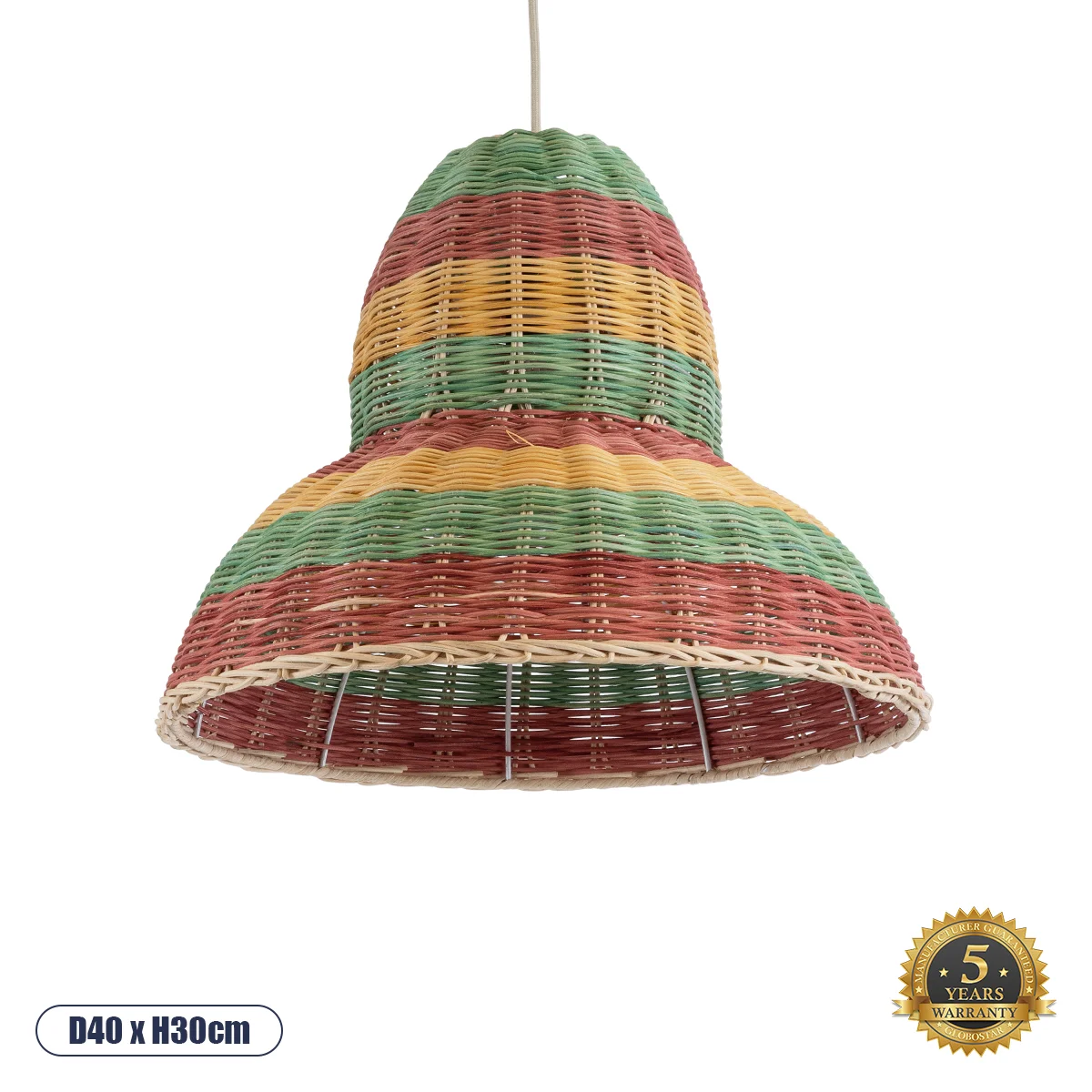 Φωτογραφία προϊόντος: GLOBOSTAR® CABALLEROS 02057 Boho Κρεμαστό Φωτιστικό Οροφής με Ντουί 1 x E27 AC 220-240V IP20 - Πολύχρωμο - Μ40 x Π40 x Υ30cm