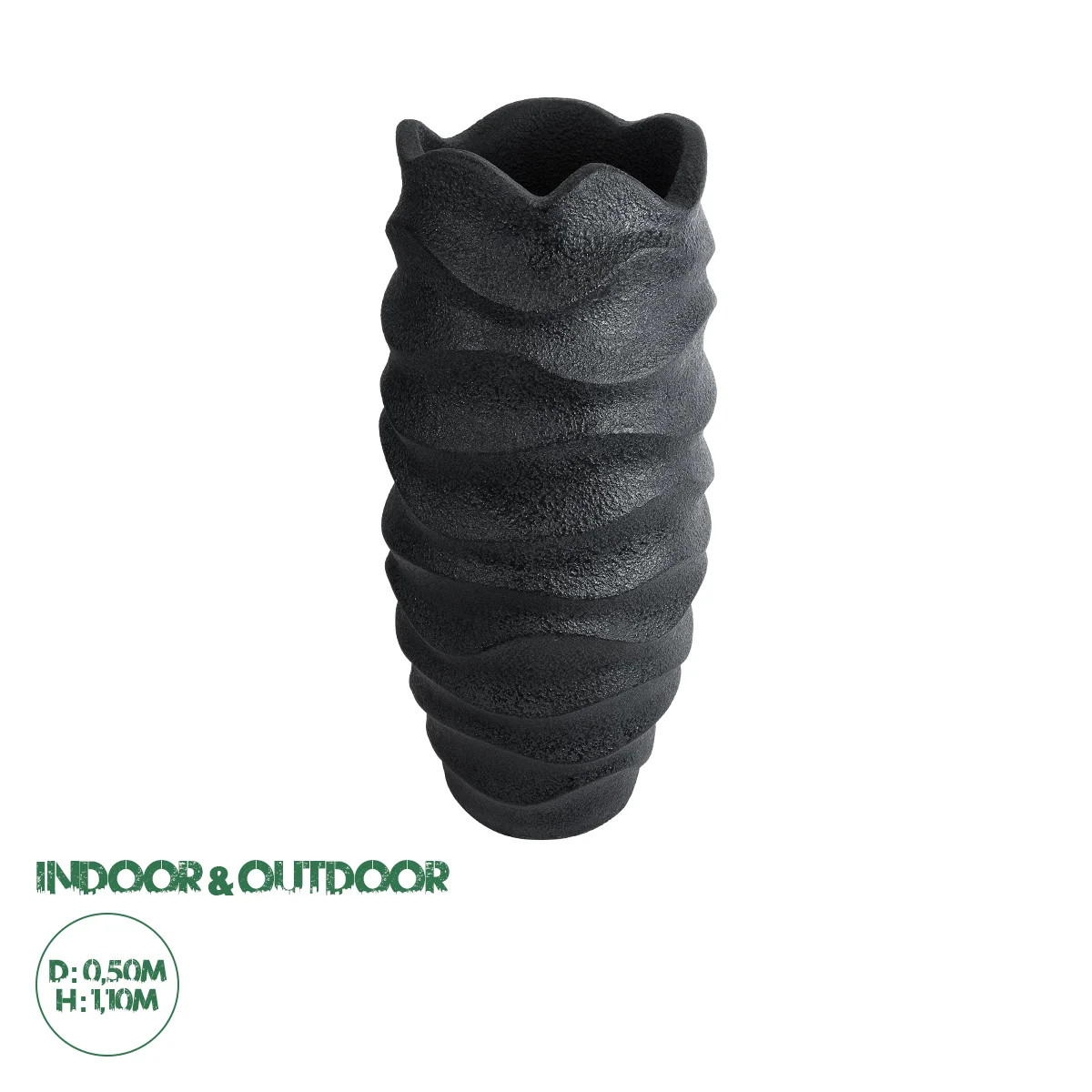 Φωτογραφία προϊόντος: GloboStar® Artificial Garden MONREALE 20728 Επιδαπέδιο Πολυεστερικό Τσιμεντένιο Κασπώ Γλάστρα - Flower Pot Μαύρο Φ50 x Υ110cm