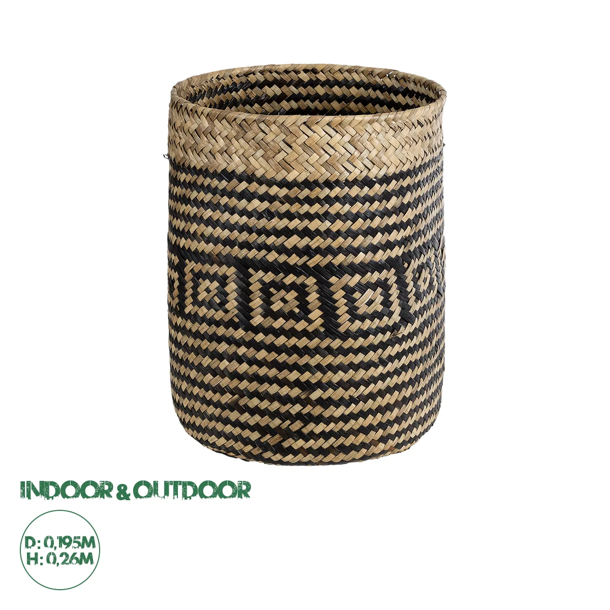 Φωτογραφία προϊόντος: GloboStar® Artificial Garden INDIANA 20585 Διακοσμητικό Πλεκτό Καλάθι - Κασπώ Γλάστρα - Flower Pot Καφέ με Μαύρο Φ19.5 x Υ26cm