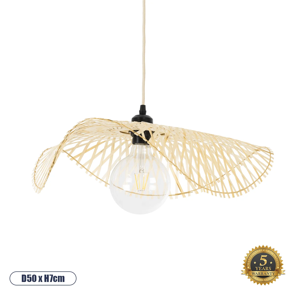 Φωτογραφία προϊόντος: GLOBOSTAR® MELEMELE 01840 Boho Κρεμαστό Φωτιστικό Οροφής με Ντουί 1 x E27 AC 220-240V IP20 - Μπεζ - Μ50 x Π50 x Υ7cm