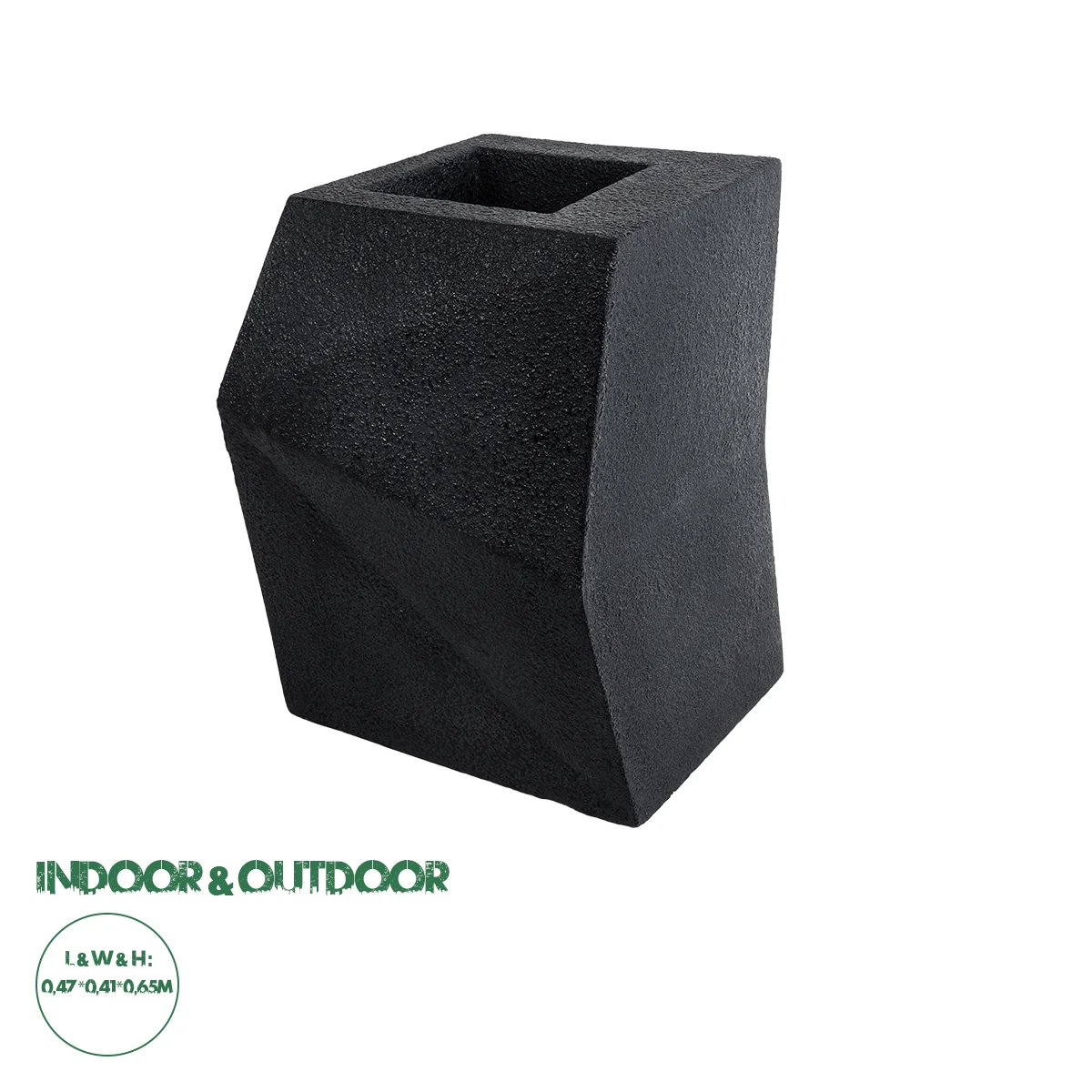 Φωτογραφία προϊόντος: GloboStar® Artificial Garden CAMDEN 20788 Επιδαπέδιο Πολυεστερικό Τσιμεντένιο Κασπώ Γλάστρα - Flower Pot Μαύρο Μ47 x Π43 x Υ66cm