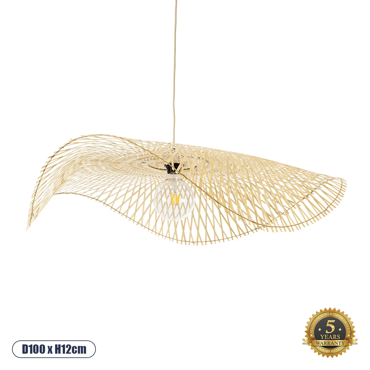 Φωτογραφία προϊόντος: GLOBOSTAR® MELEMELE 01842 Boho Κρεμαστό Φωτιστικό Οροφής με Ντουί 1 x E27 AC 220-240V IP20 - Μπεζ - Μ100 x Π100 x Υ12cm