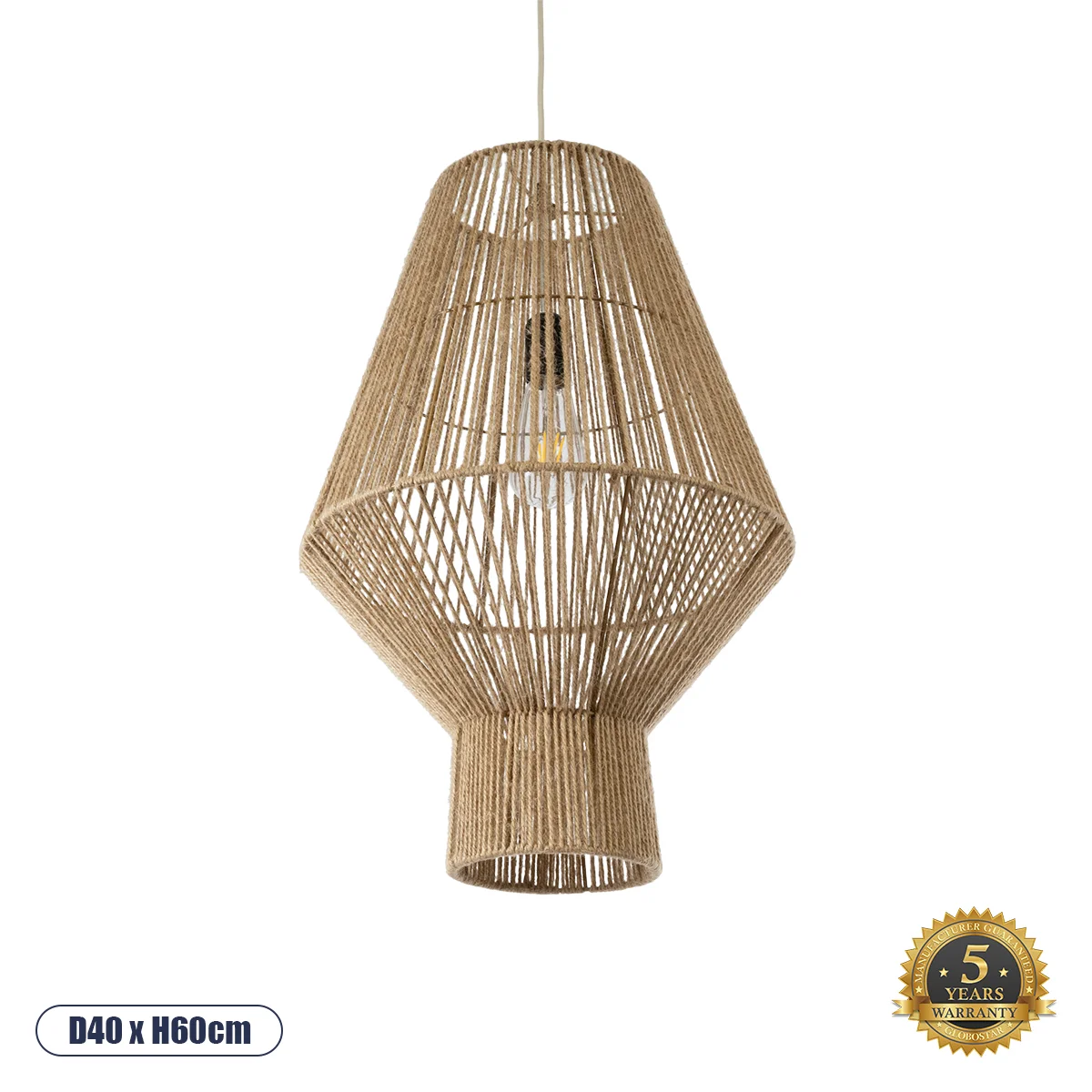 Φωτογραφία προϊόντος: GLOBOSTAR® CAYMAN 01853 Boho Κρεμαστό Φωτιστικό Οροφής με Ντουί 1 x E27 AC 220-240V IP20 - Μπεζ - Μ40 x Π40 x Υ60cm