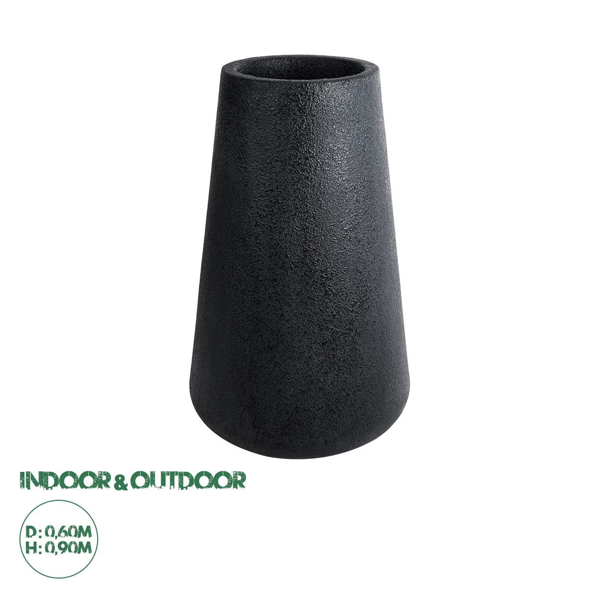 Φωτογραφία προϊόντος: GloboStar® Artificial Garden SOHO 20790 Επιδαπέδιο Πολυεστερικό Τσιμεντένιο Κασπώ Γλάστρα - Flower Pot Μαύρο Φ60 x Υ90cm