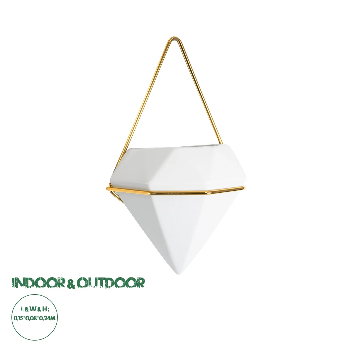 Φωτογραφία προϊόντος: GloboStar® Artificial Garden LOUVRE 20533 Διακοσμητικό Κεραμικό Κασπώ Γλάστρα - Flower Pot Λευκό με Χρυσό Μ15 x Π8 x Υ24cm