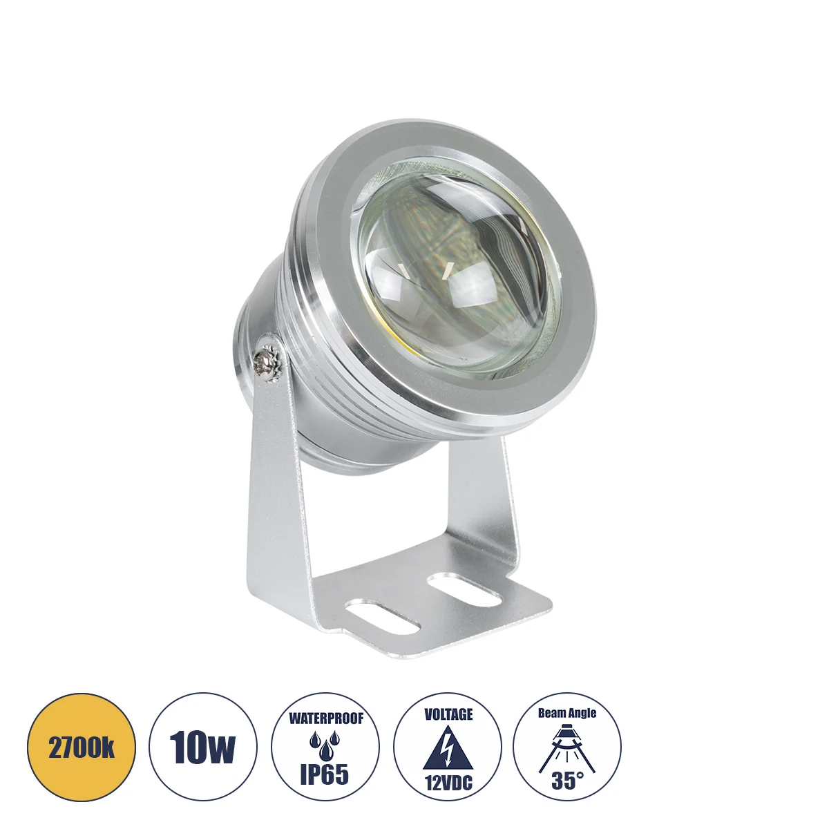 Φωτογραφία προϊόντος: GLOBOSTAR® TREECOBINI 75591 Φωτιστικό Σποτ για Φυτά - Δέντρα LED 10W 900lm 35° DC 12V Αδιάβροχο IP65 Θερμό Λευκό 2700K Dimmable - Bridgelux COB Chip - Νίκελ Βούρτσας - Μ7 x 10.5 x