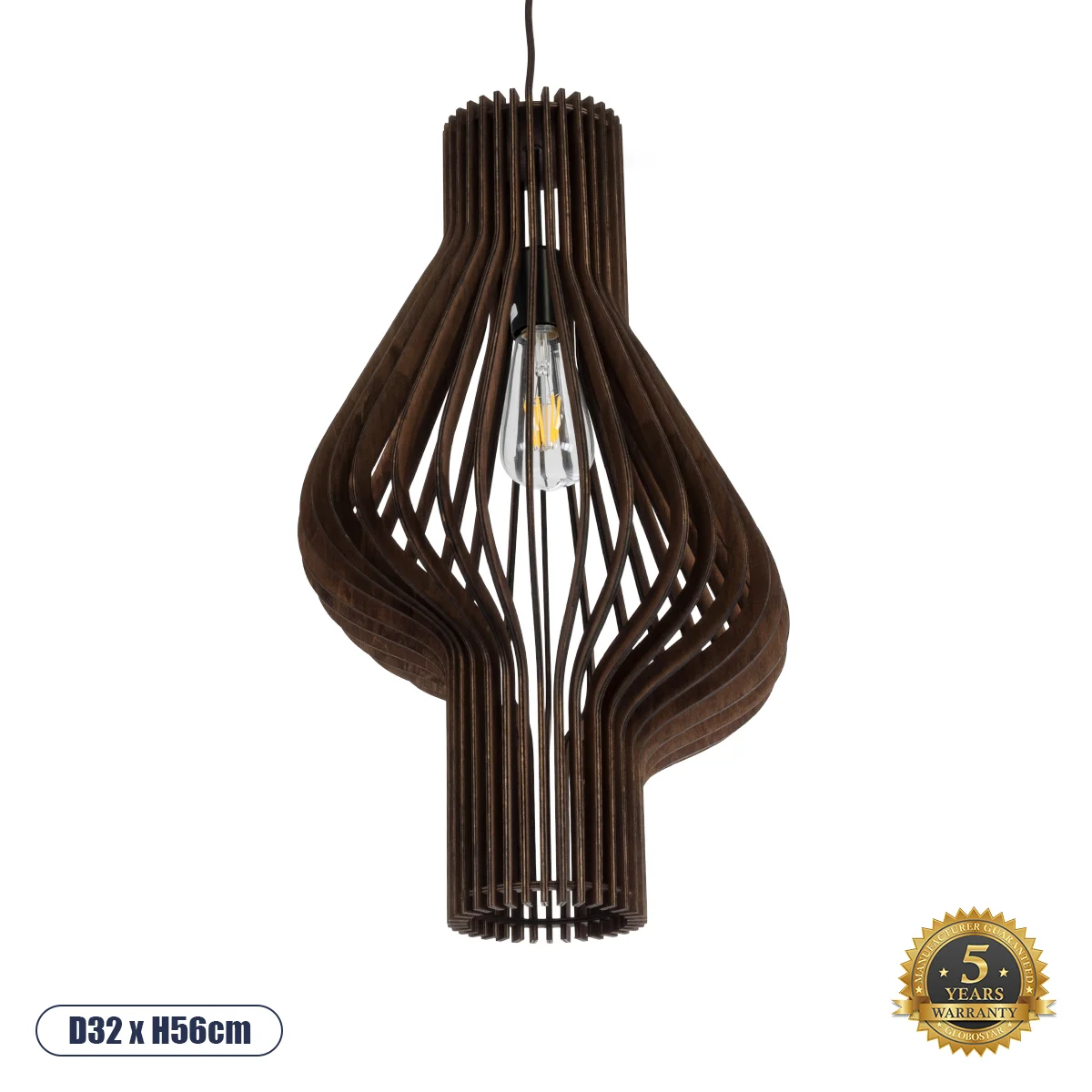Φωτογραφία προϊόντος: GLOBOSTAR® MIHIRO 02173 Boho Κρεμαστό Φωτιστικό Οροφής με Ντουί 1 x E27 AC 220-240V IP20 - Καφέ - Μ32 x Π32 x Υ56cm
