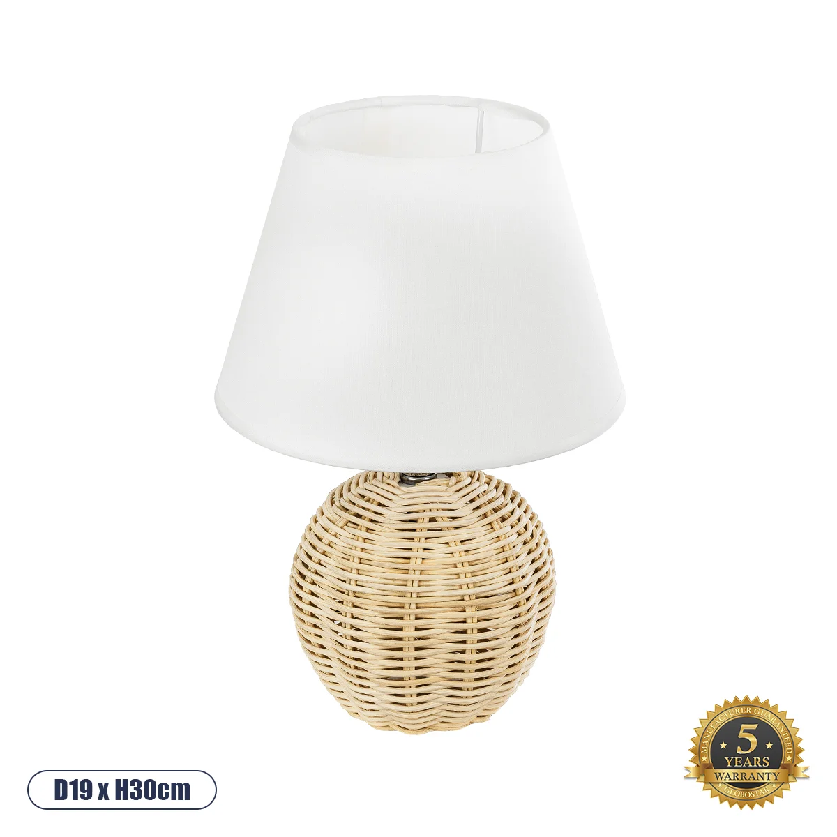 Φωτογραφία προϊόντος: GLOBOSTAR® HASUMI 01957 Boho Επιτραπέζιο Φωτιστικό Πορτατίφ με Ντουί 1 x E27 AC 220-240V IP20 - Μπεζ & Λευκό - Μ19 x Π19 x Υ30cm