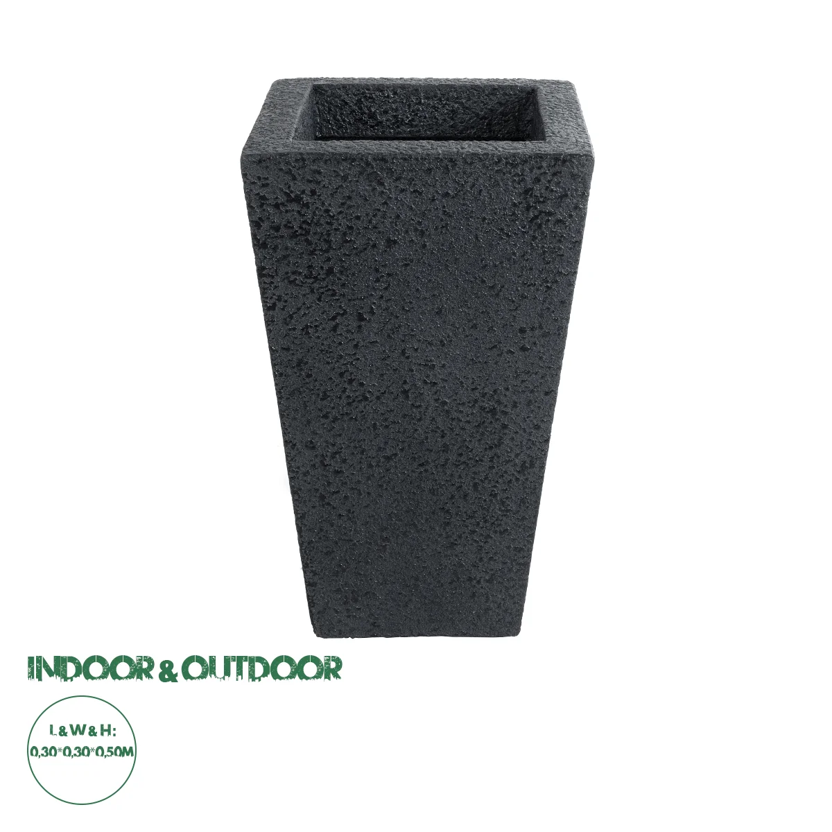 Φωτογραφία προϊόντος: GloboStar® Artificial Garden MAYOR 20771 Επιδαπέδιο Πολυεστερικό Τσιμεντένιο Κασπώ Γλάστρα - Flower Pot Μαύρο Μ30 x Π30 x Υ50cm