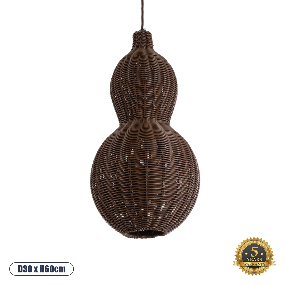 Φωτογραφία προϊόντος: GLOBOSTAR® KINGSTOWN 02169 Boho Κρεμαστό Φωτιστικό Οροφής με Ντουί 1 x E27 AC 220-240V IP20 - Καφέ - Μ30 x Π30 x Υ60cm