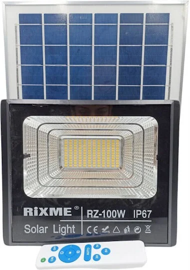 Φωτογραφία προϊόντος: Rixme Στεγανός Ηλιακός Προβολέας LED 100W Ψυχρό Λευκό 6000K με Τηλεχειριστήριο IP67 RZ-100W