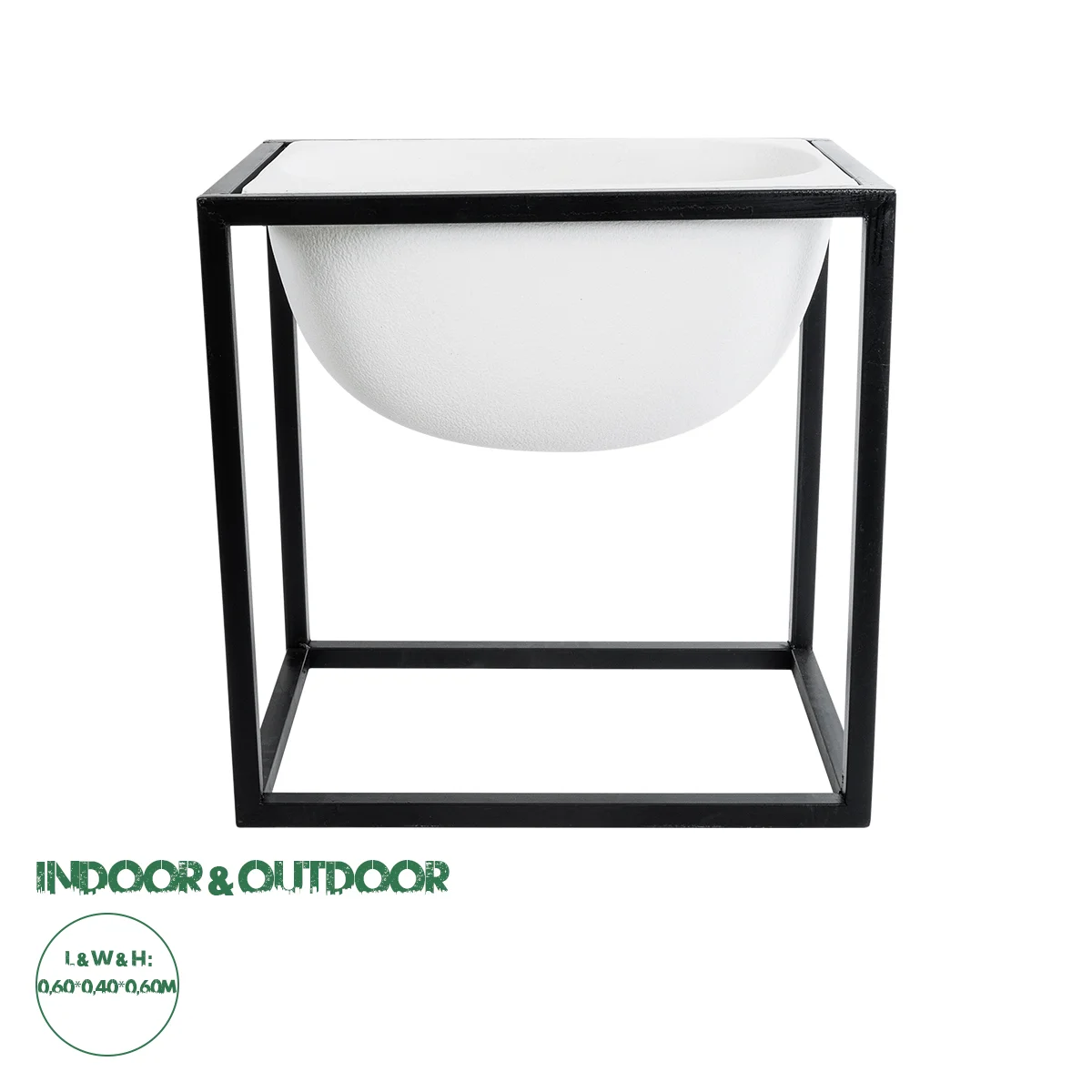 Φωτογραφία προϊόντος: GloboStar® Artificial Garden FIORI 20754 Επιδαπέδιο Μεταλλικό Τσιμεντένιο Κασπώ Γλάστρα - Flower Pot Λευκό με Μαύρο Μ60 x Π40 x Υ60cm
