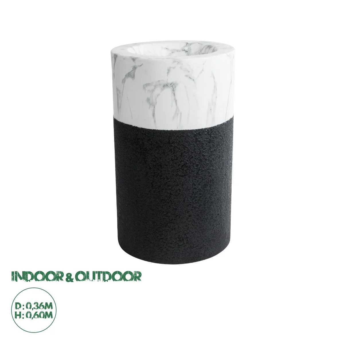 Φωτογραφία προϊόντος: GloboStar® Artificial Garden ALMUDENA 20769 Επιδαπέδιο Πολυεστερικό Τσιμεντένιο Κασπώ Γλάστρα - Flower Pot Μαύρο με Λευκό Φ36 x Υ60cm