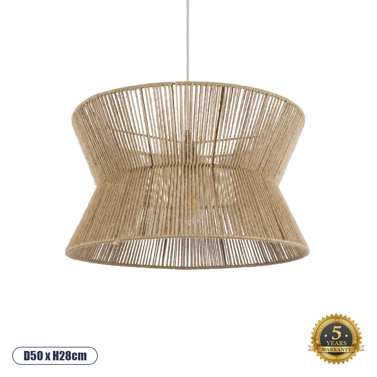 Φωτογραφία προϊόντος: GLOBOSTAR® BISBEE 02204 Boho Κρεμαστό Φωτιστικό Οροφής με Ντουί 1 x E27 AC 220-240V IP20 - Μπεζ - Μ50 x Π50 x Υ28cm