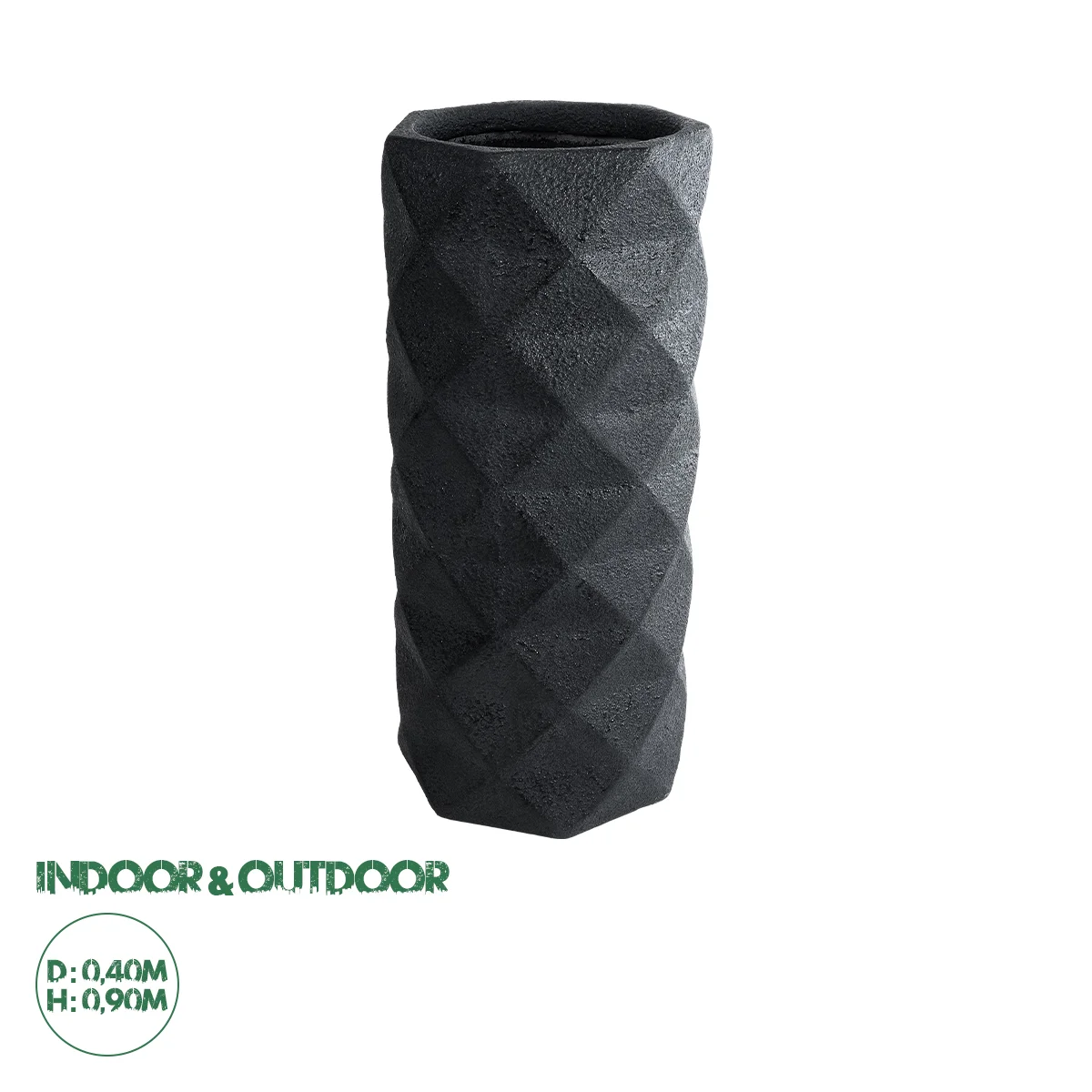 Φωτογραφία προϊόντος: GloboStar® Artificial Garden GENOVA 20724 Επιδαπέδιο Πολυεστερικό Τσιμεντένιο Κασπώ Γλάστρα - Flower Pot Μαύρο Φ40 x Υ90cm