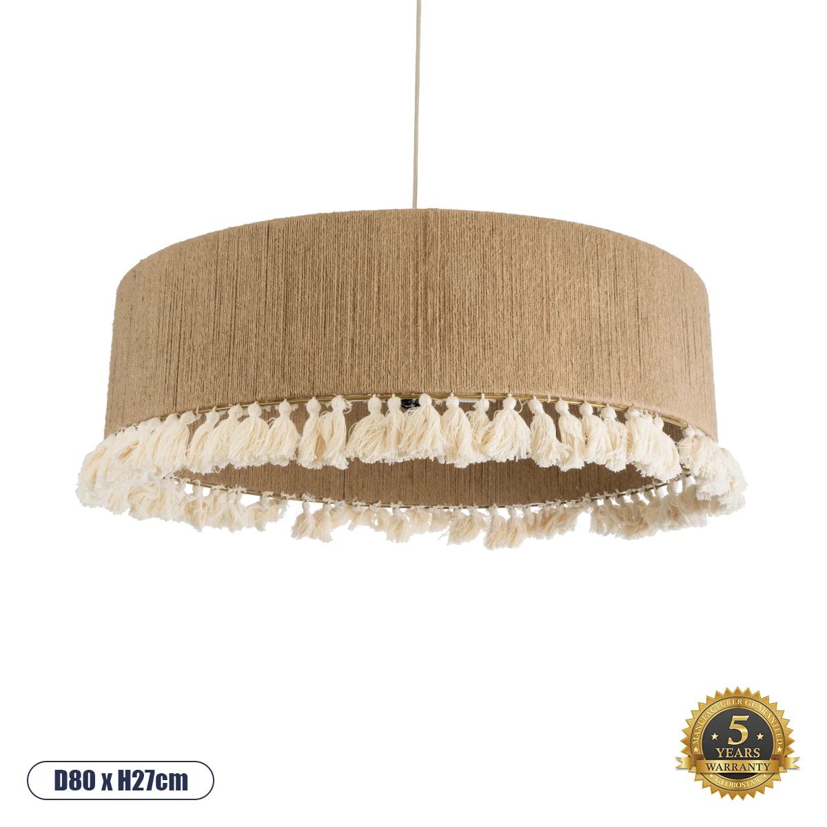 Φωτογραφία προϊόντος: GLOBOSTAR® PUERTORICO 02095 Boho Κρεμαστό Φωτιστικό Οροφής με Ντουί 3 x E27 AC 220-240V IP20 - Μπεζ - Μ80 x Π80 x Υ27cm