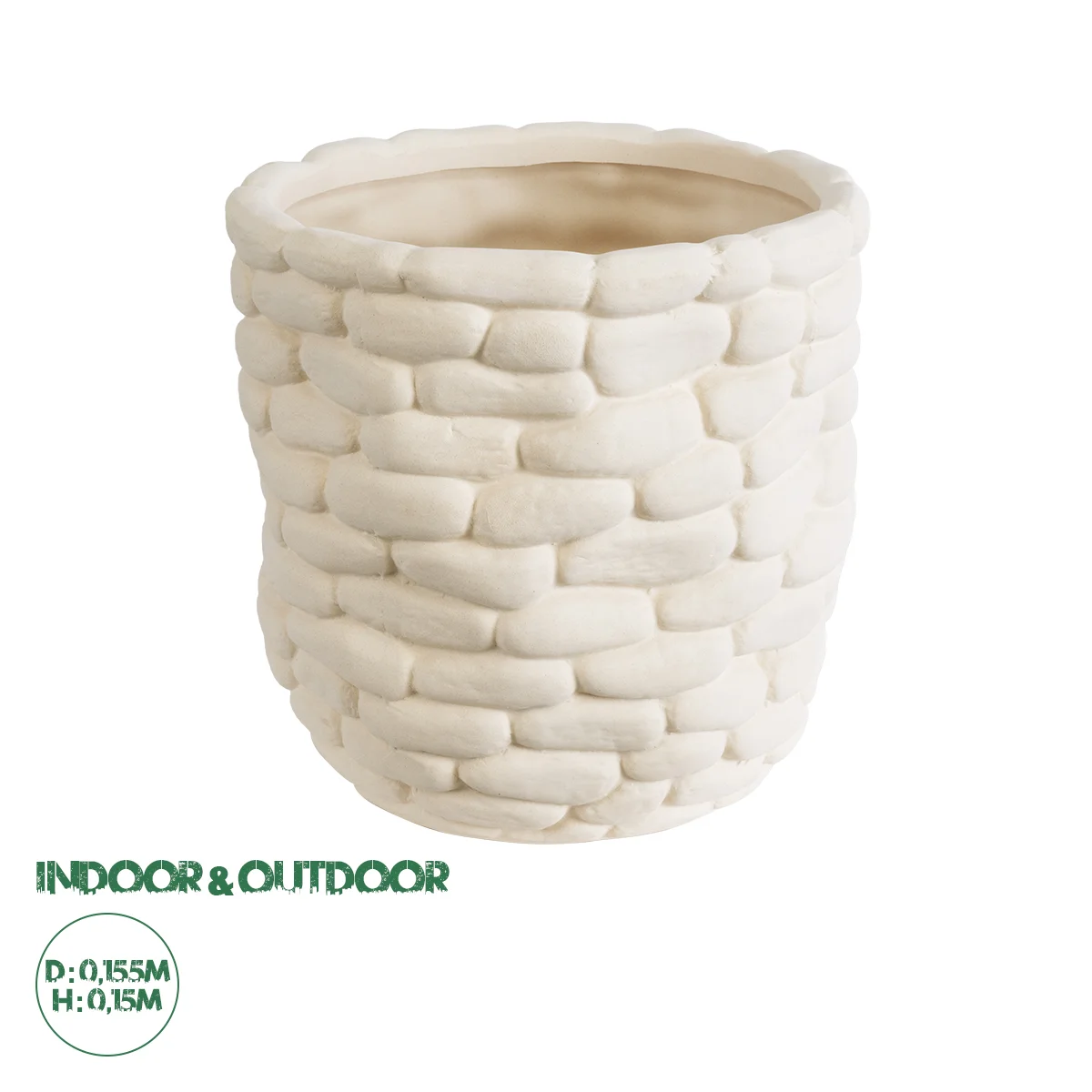 Φωτογραφία προϊόντος: GloboStar® Artificial Garden UBUD 20512 Διακοσμητικό Κεραμικό Κασπώ Γλάστρα - Flower Pot Λευκό Φ15.5 x Υ15cm