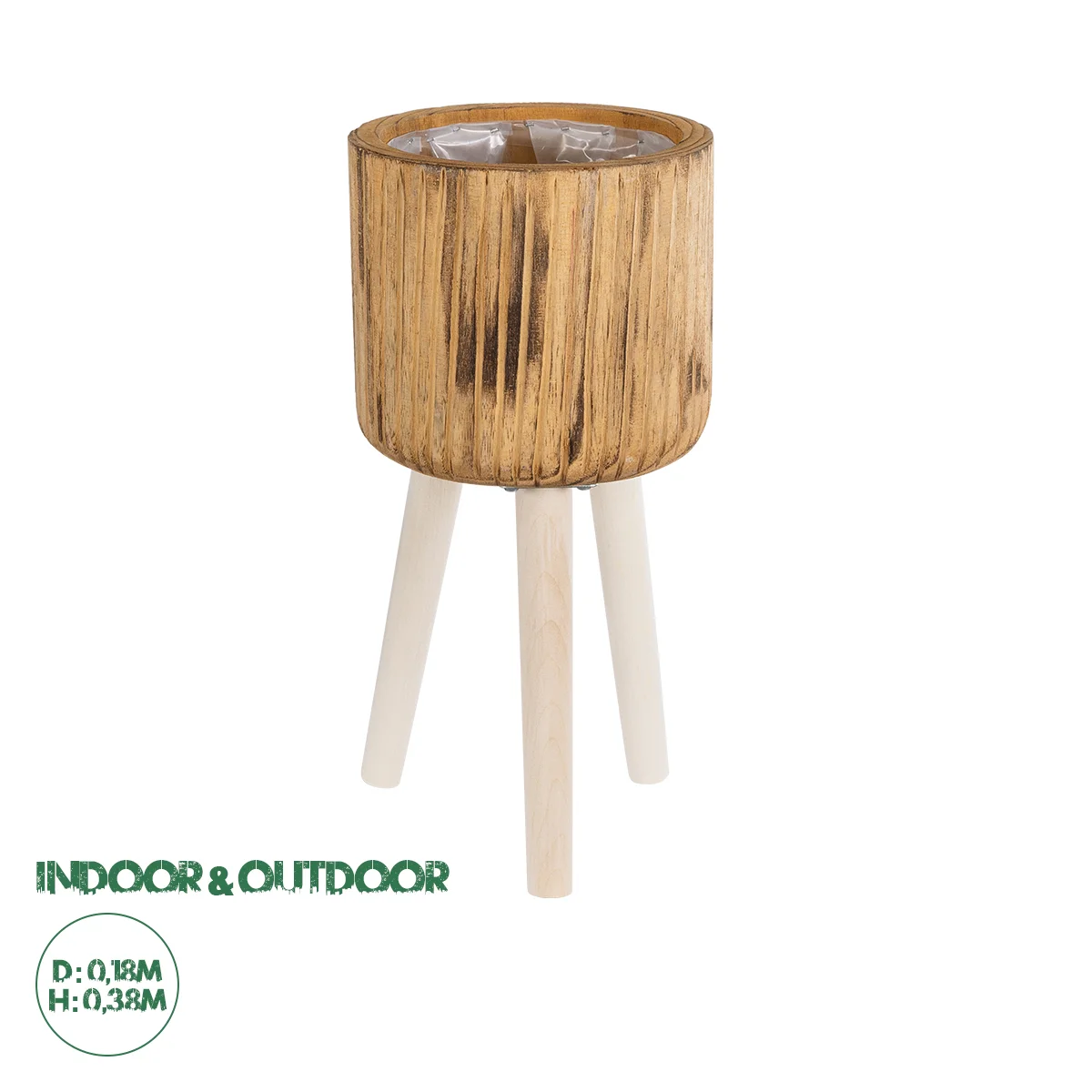 Φωτογραφία προϊόντος: GloboStar® Artificial Garden JAMAICA 20553 Διακοσμητικό Ξύλινο Κασπώ Γλάστρα - Flower Pot Καφέ Φ18 x Υ38cm