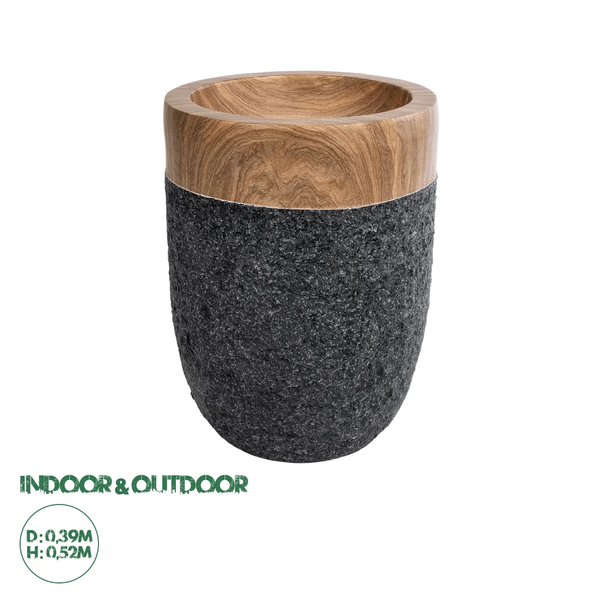 Φωτογραφία προϊόντος: GloboStar® Artificial Garden BELLAGIO 20744 Επιδαπέδιο Πολυεστερικό Τσιμεντένιο Κασπώ Γλάστρα - Flower Pot Μαύρο με Καφέ Φ39 x Υ52cm