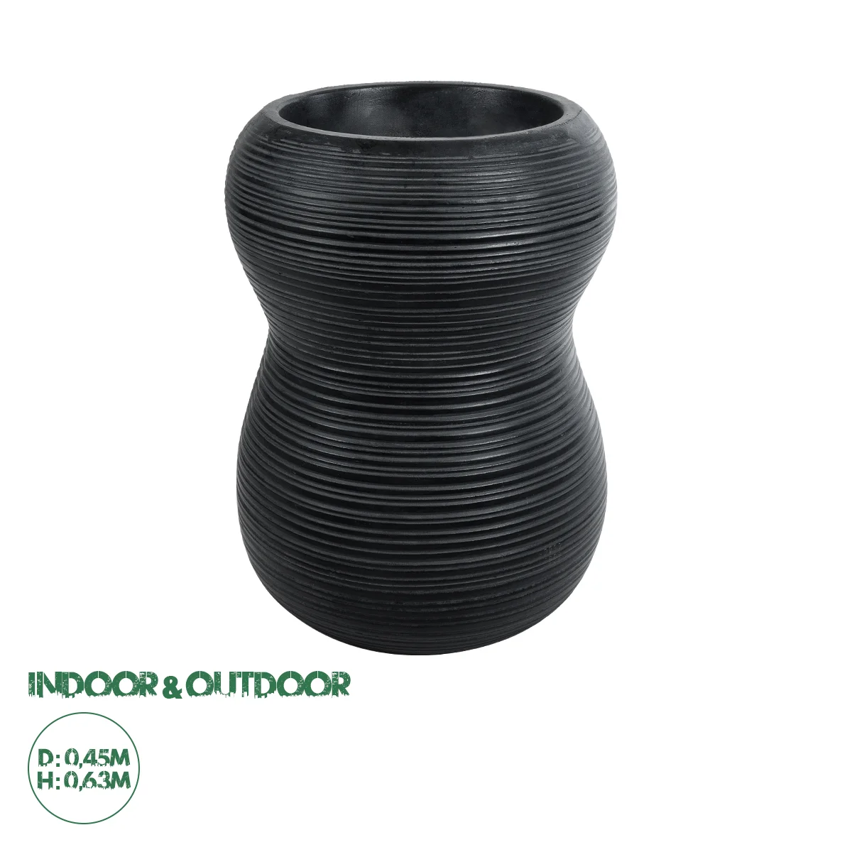 Φωτογραφία προϊόντος: GloboStar® Artificial Garden BARRIO 20774 Επιδαπέδιο Πολυεστερικό Τσιμεντένιο Κασπώ Γλάστρα - Flower Pot Μαύρο Φ45 x Υ63cm