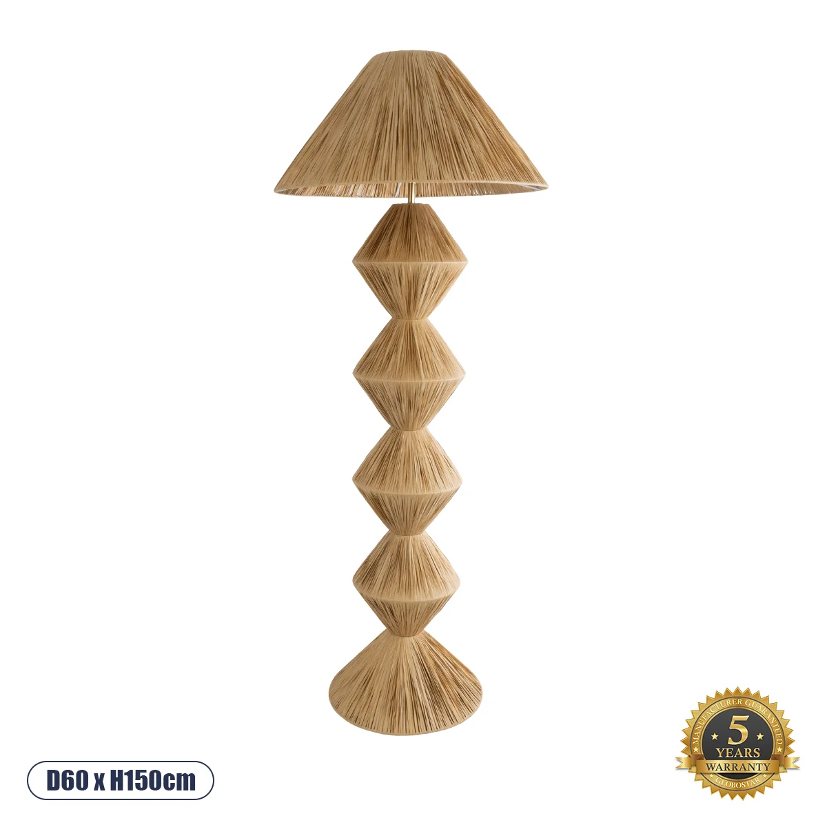 Φωτογραφία προϊόντος: GLOBOSTAR® LUANA 02108 Boho Επιδαπέδιο Φωτιστικό με Ντουί 1 x E27 AC 220-240V IP20 - Μπεζ - Μ60 x Π60 x Υ150cm
