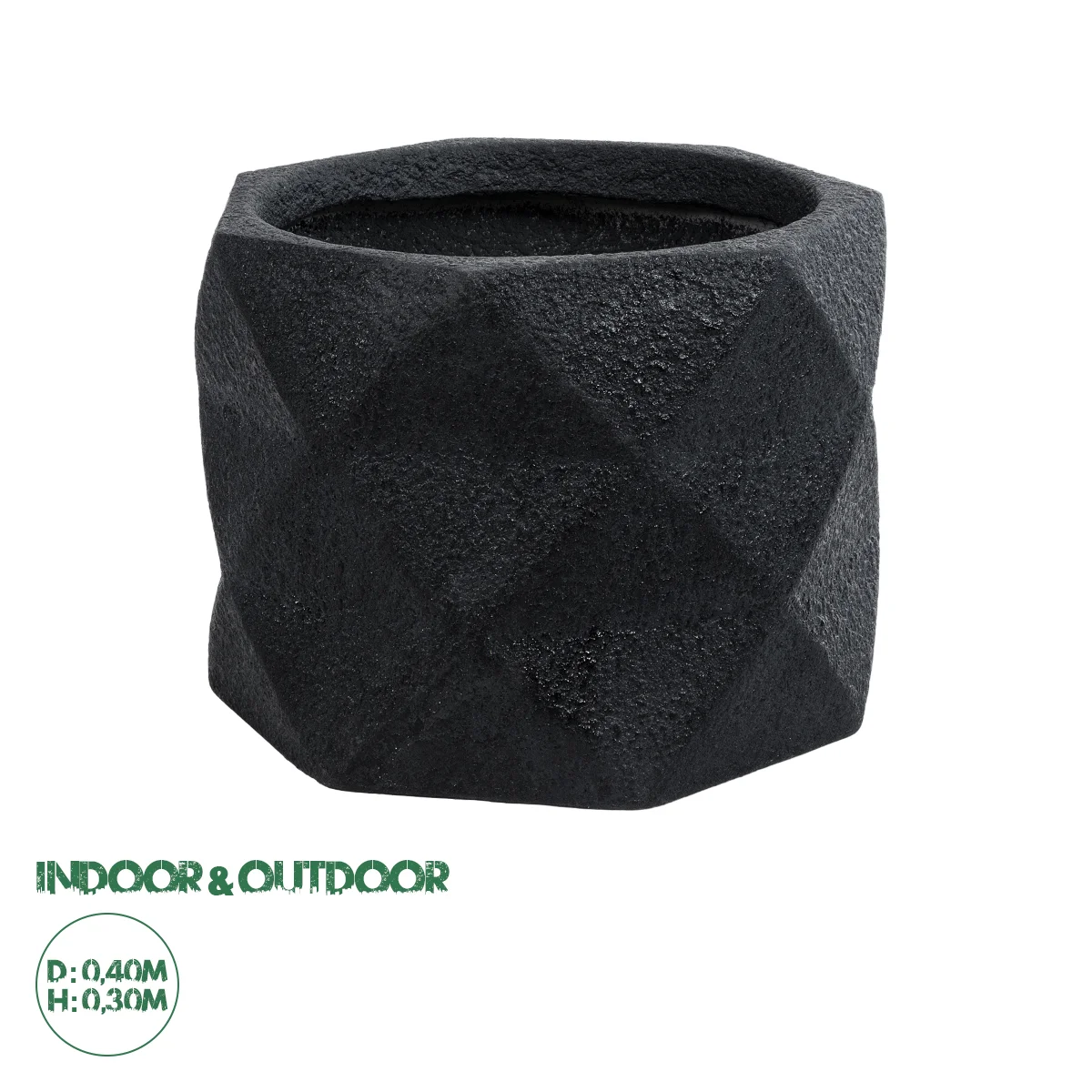 Φωτογραφία προϊόντος: GloboStar® Artificial Garden GENOVA 20726 Επιδαπέδιο Πολυεστερικό Τσιμεντένιο Κασπώ Γλάστρα - Flower Pot Μαύρο Φ40 x Υ30cm