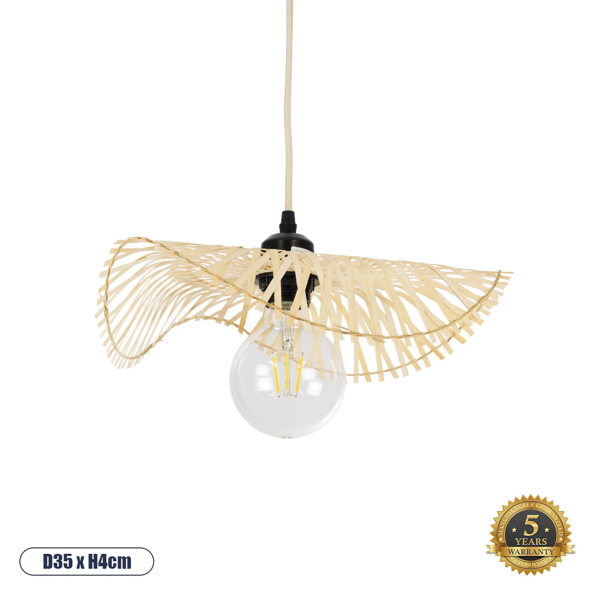 Φωτογραφία προϊόντος: GLOBOSTAR® MELEMELE 01839 Boho Κρεμαστό Φωτιστικό Οροφής με Ντουί 1 x E27 AC 220-240V IP20 - Μπεζ - Μ35 x Π35 x Υ4cm
