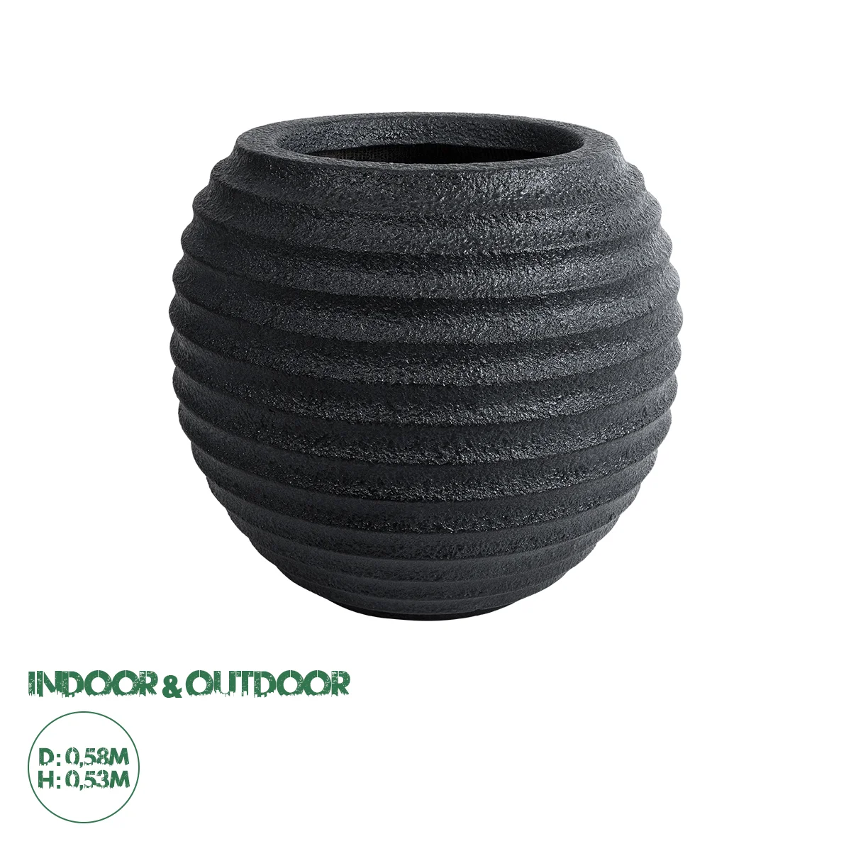 Φωτογραφία προϊόντος: GloboStar® Artificial Garden ILAEIRA 20713 Επιδαπέδιο Πολυεστερικό Τσιμεντένιο Κασπώ Γλάστρα - Flower Pot Μαύρο Φ58 x Υ53cm