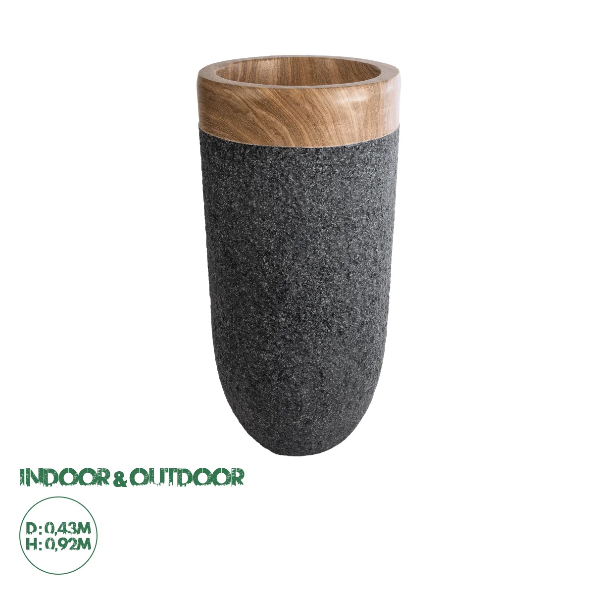Φωτογραφία προϊόντος: GloboStar® Artificial Garden BELLAGIO 20745 Επιδαπέδιο Πολυεστερικό Τσιμεντένιο Κασπώ Γλάστρα - Flower Pot Μαύρο με Καφέ Φ42 x Υ91cm