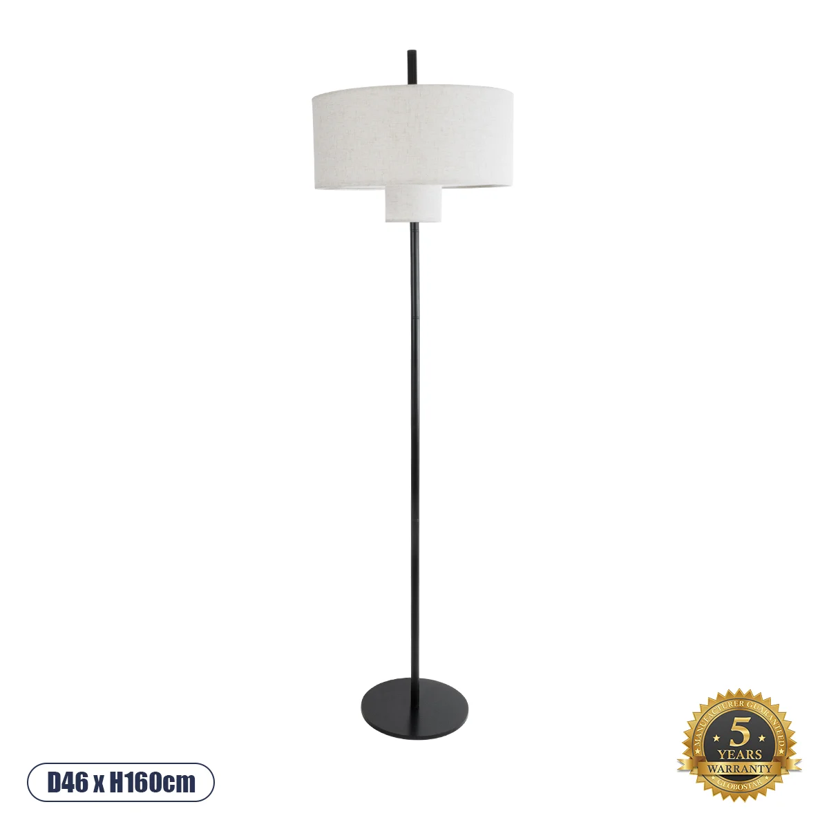 Φωτογραφία προϊόντος: GLOBOSTAR® MARIGOLD 02228 Μοντέρνο Επιδαπέδιο Φωτιστικό με Ντουί 3 x E27 AC 220-240V IP20 - Μαύρο & Λευκό - Μ46 x Π46 x Υ160cm