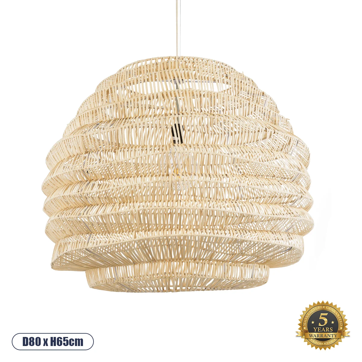Φωτογραφία προϊόντος: GLOBOSTAR® OREGON 02207 Boho Κρεμαστό Φωτιστικό Οροφής με Ντουί 1 x E27 AC 220-240V IP20 - Μπεζ - Μ80 x Π80 x Υ65cm