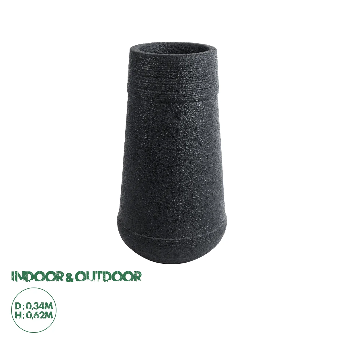 Φωτογραφία προϊόντος: GloboStar® Artificial Garden JAKLIN 20723 Επιδαπέδιο Πολυεστερικό Τσιμεντένιο Κασπώ Γλάστρα - Flower Pot Μαύρο Φ34 x Υ62cm