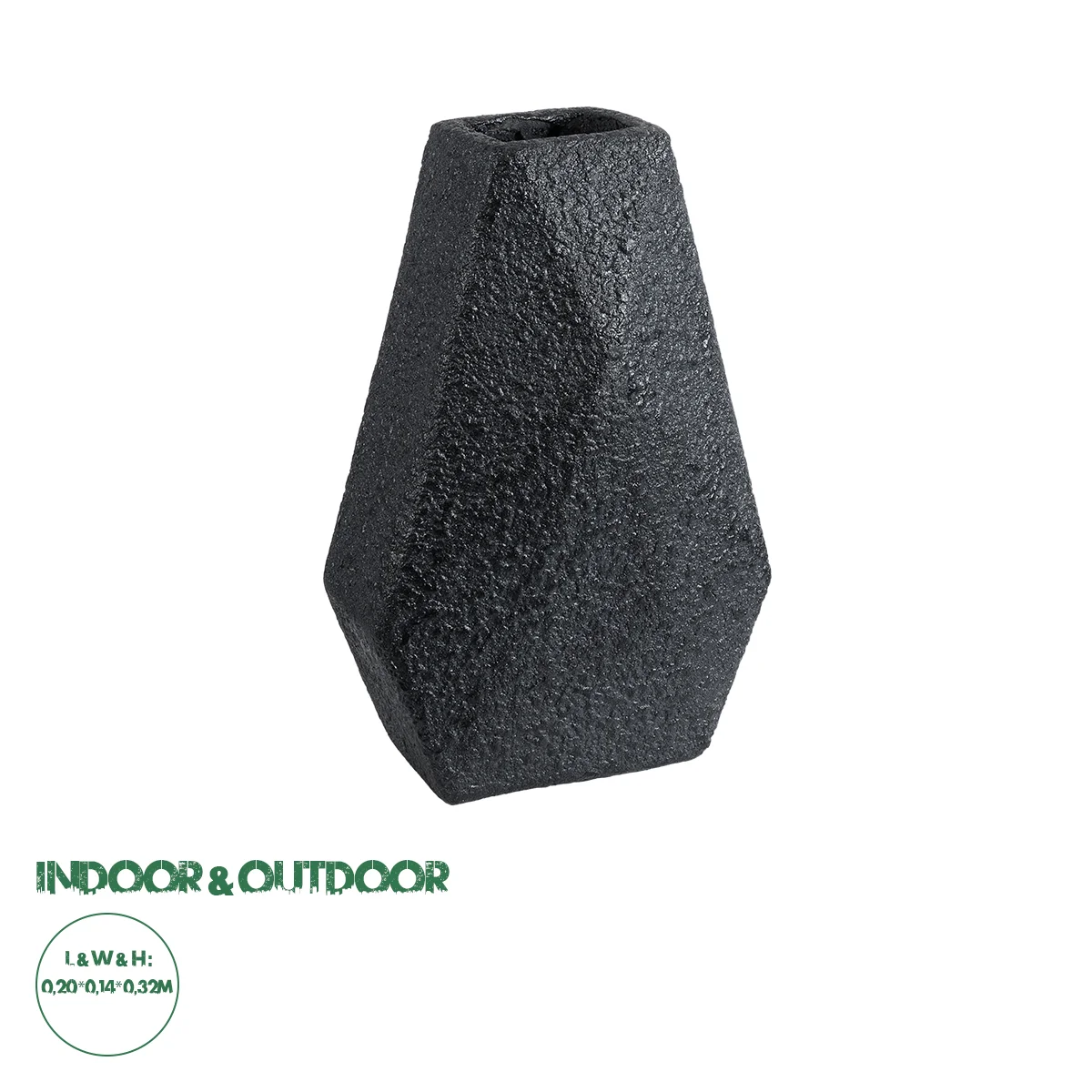 Φωτογραφία προϊόντος: GloboStar® Artificial Garden GREENWICH 20786 Επιδαπέδιο Πολυεστερικό Τσιμεντένιο Κασπώ Γλάστρα - Flower Pot Μαύρο Μ20 x Π14 x Υ32cm