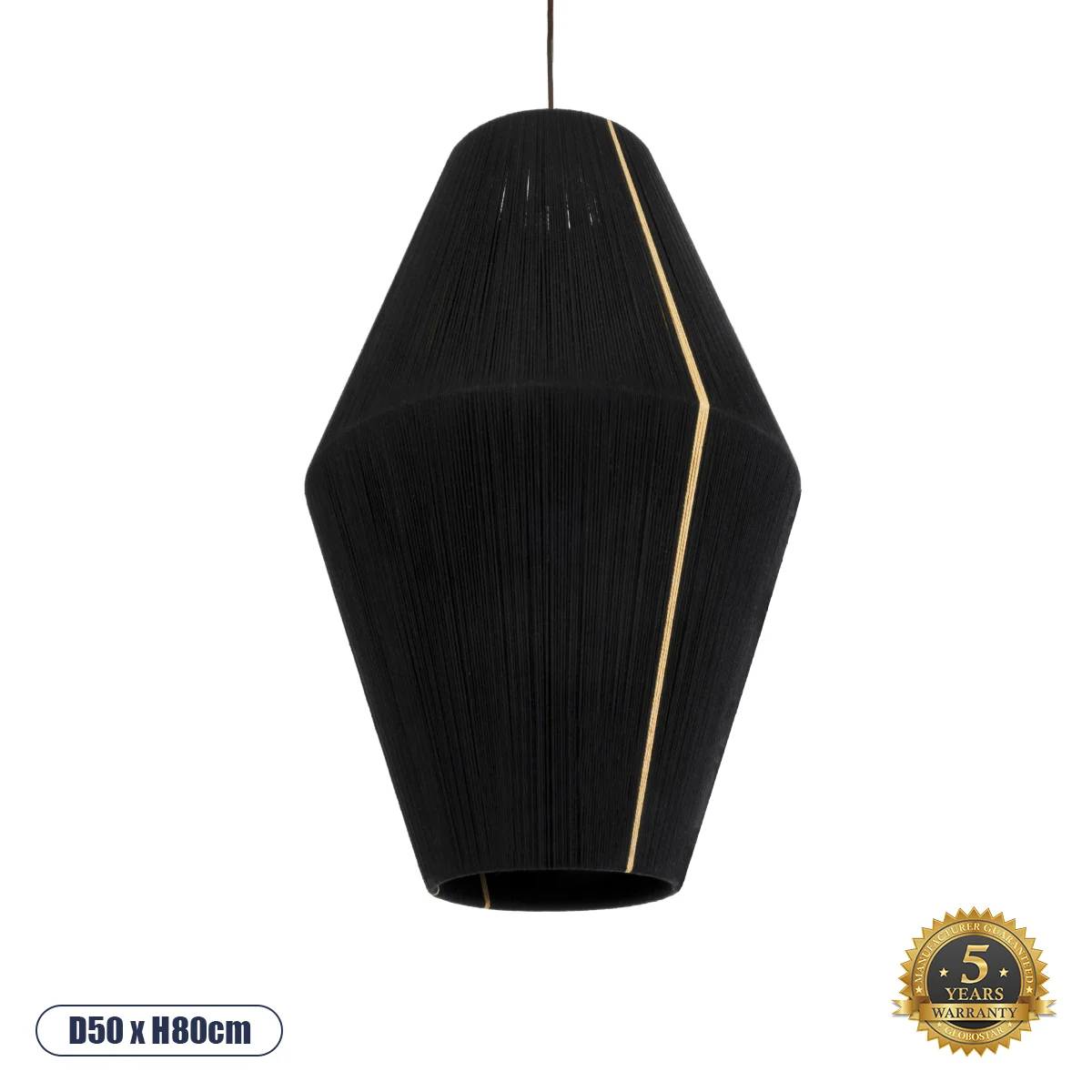 Φωτογραφία προϊόντος: GLOBOSTAR® SALERNO 02078 Boho Κρεμαστό Φωτιστικό Οροφής με Ντουί 1 x E27 AC 220-240V IP20 - Μαύρο & Μπεζ - Μ50 x Π50 x Υ80cm
