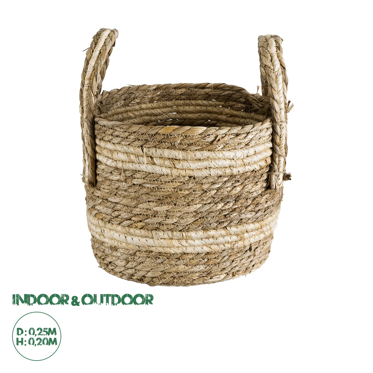 Φωτογραφία προϊόντος: GloboStar® Artificial Garden NAXOS 20332 Διακοσμητικό Πλεκτό Καλάθι - Κασπώ Γλάστρα - Flower Pot Μπεζ με Καφέ Φ25cm x Υ20cm