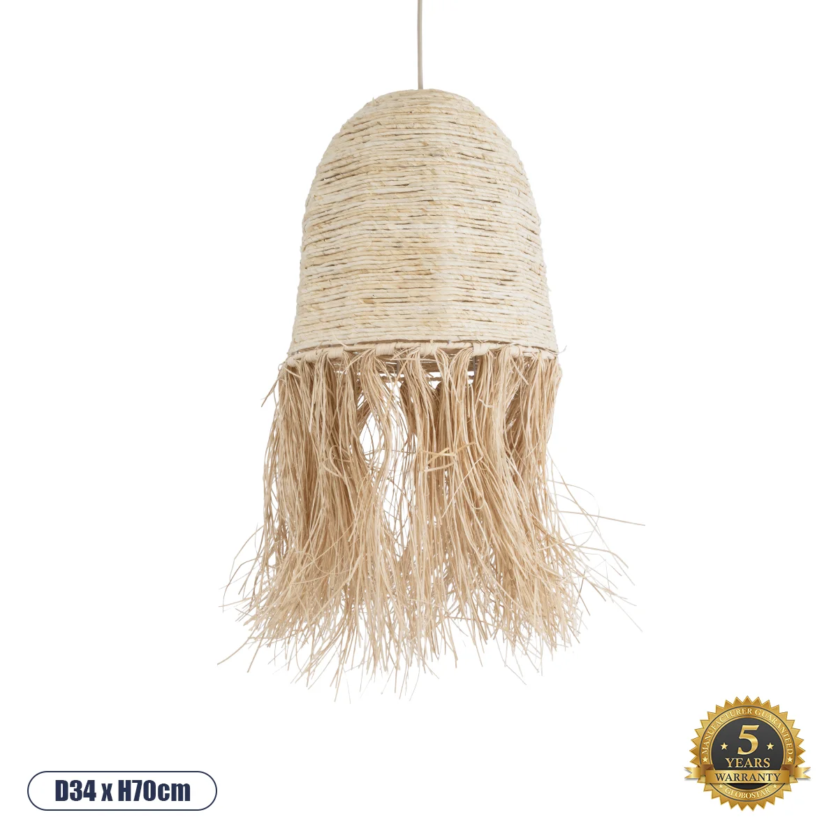 Φωτογραφία προϊόντος: GLOBOSTAR® AREMBEPE 02178 Boho Κρεμαστό Φωτιστικό Οροφής με Ντουί 1 x E27 AC 220-240V IP20 - Μπεζ - Μ34 x Π34 x Υ70cm