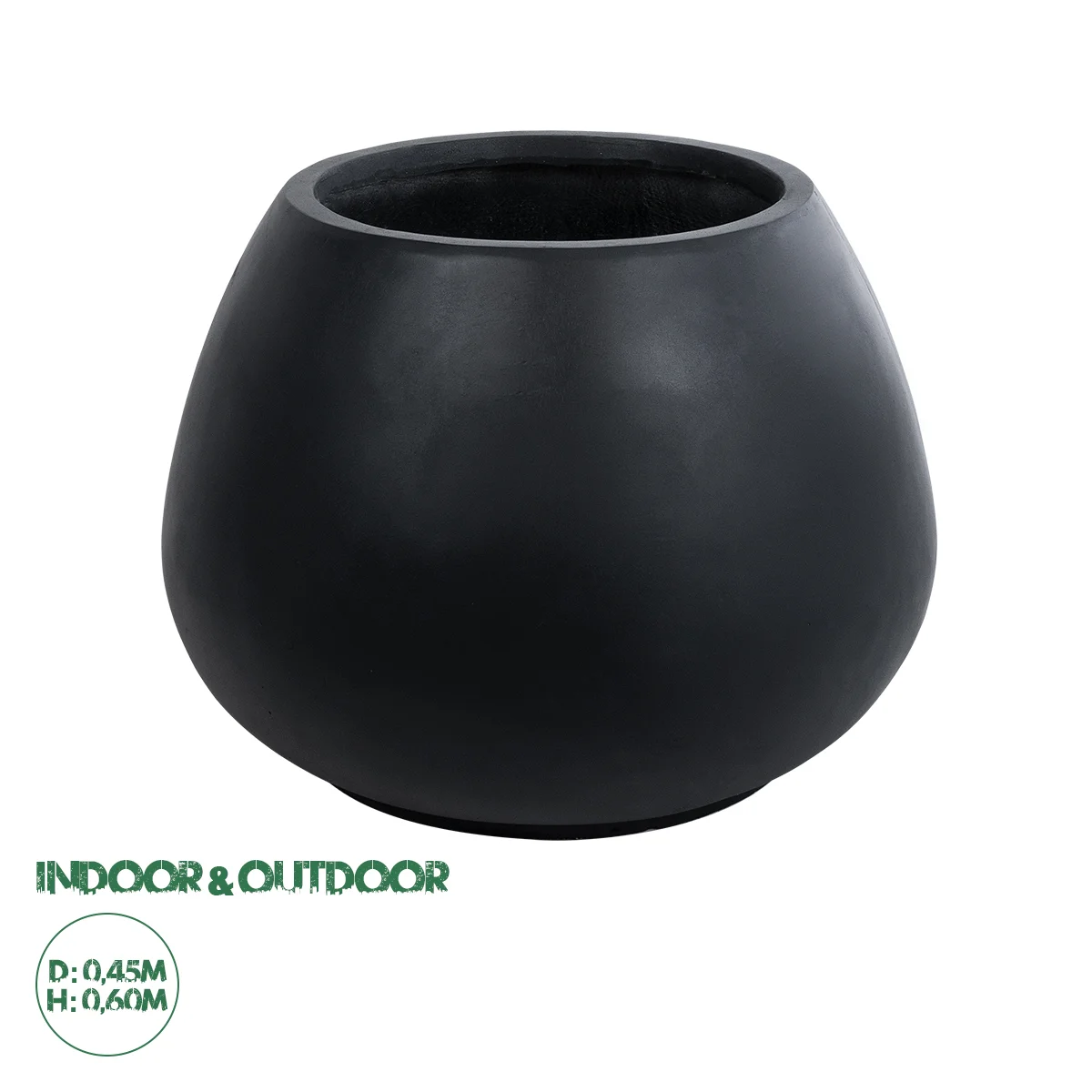 Φωτογραφία προϊόντος: GloboStar® Artificial Garden COLOMBO 20695 Διακοσμητικό Πολυεστερικό Τσιμεντένιο Κασπώ Γλάστρα - Flower Pot Μαύρο Φ60 x Υ45cm