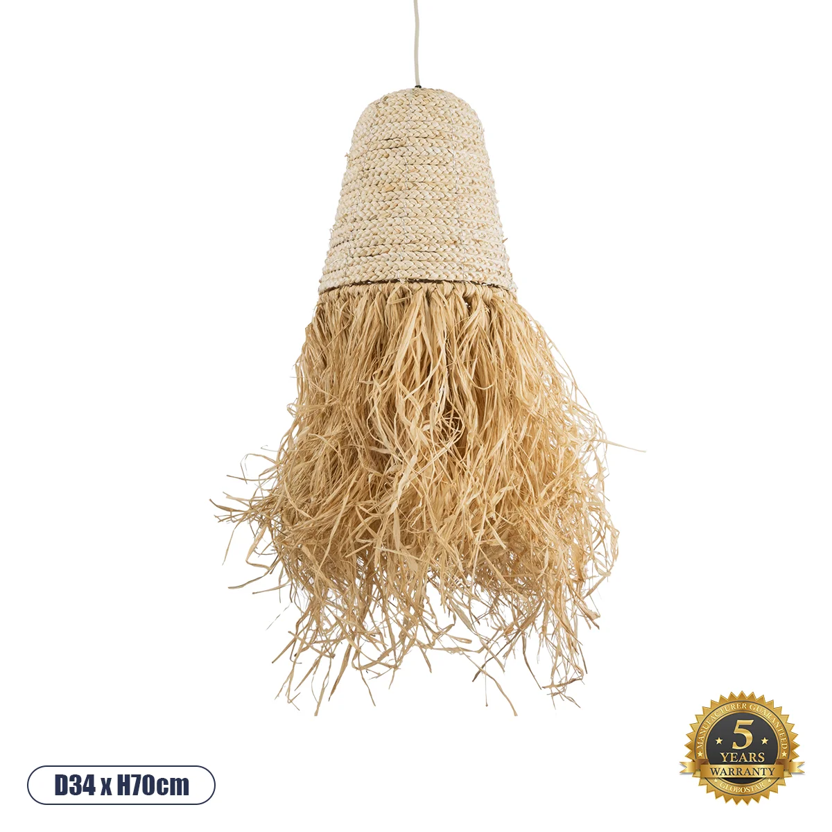 Φωτογραφία προϊόντος: GLOBOSTAR® LETA 02189 Boho Κρεμαστό Φωτιστικό Οροφής με Ντουί 1 x E27 AC 220-240V IP20 - Μπεζ - Μ34 x Π34 x Υ70cm