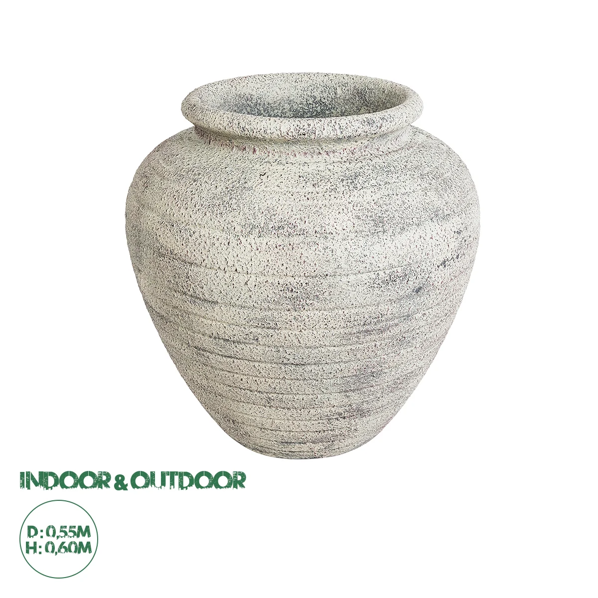 Φωτογραφία προϊόντος: GloboStar® Artificial Garden IRISH 20722 Επιδαπέδιο Πολυεστερικό Τσιμεντένιο Κασπώ Γλάστρα - Flower Pot Λευκό με Μπεζ Φ55 x Υ60cm