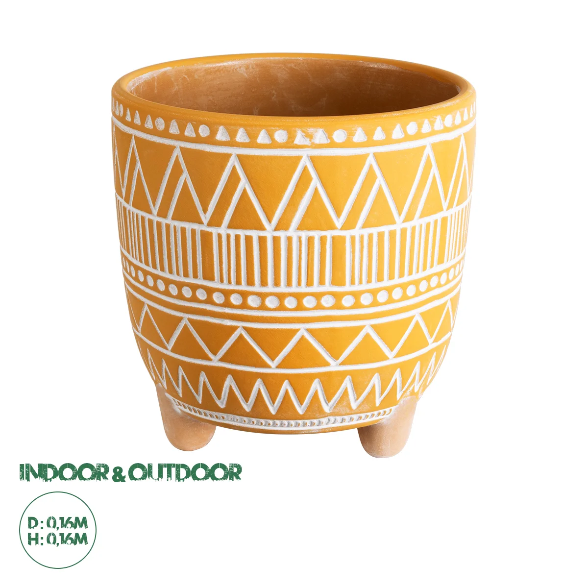Φωτογραφία προϊόντος: GloboStar® Artificial Garden JAIPUR 20506 Διακοσμητικό Κεραμικό Κασπώ Γλάστρα - Flower Pot Πορτοκαλί με Λευκό Φ16 x Υ16cm