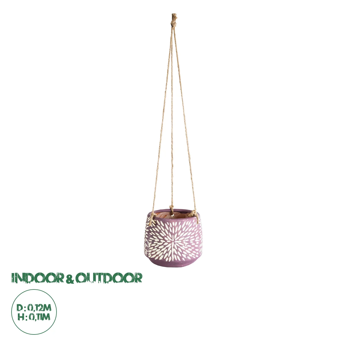 Φωτογραφία προϊόντος: GloboStar® Artificial Garden NIGERIA 20529 Κρεμαστό Διακοσμητικό Κεραμικό Κασπώ Γλάστρα - Flower Pot Μωβ με Λευκό Φ12 x Υ11cm