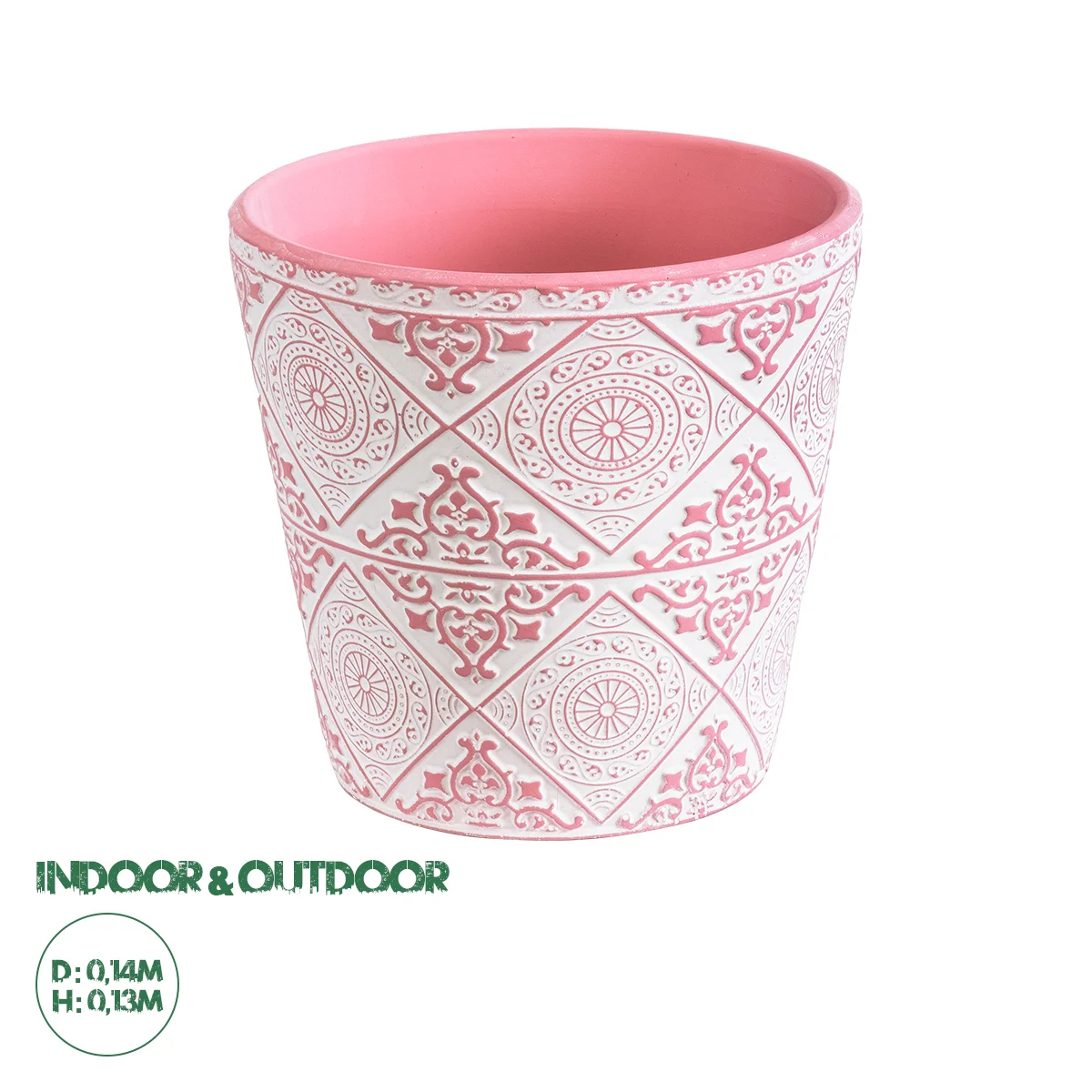 Φωτογραφία προϊόντος: GloboStar® Artificial Garden CAIRO 20516 Διακοσμητικό Κεραμικό Κασπώ Γλάστρα - Flower Pot Λευκό με Ροζ Φ14 x Υ13cm