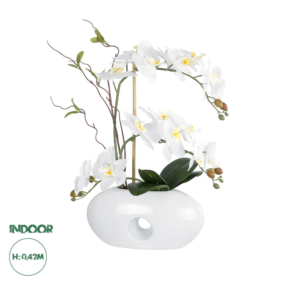 Φωτογραφία προϊόντος: GloboStar® Artificial Garden WHITE ORCHID 21125 Διακοσμητικό Φυτό Λευκή Ορχιδέα Υ42cm