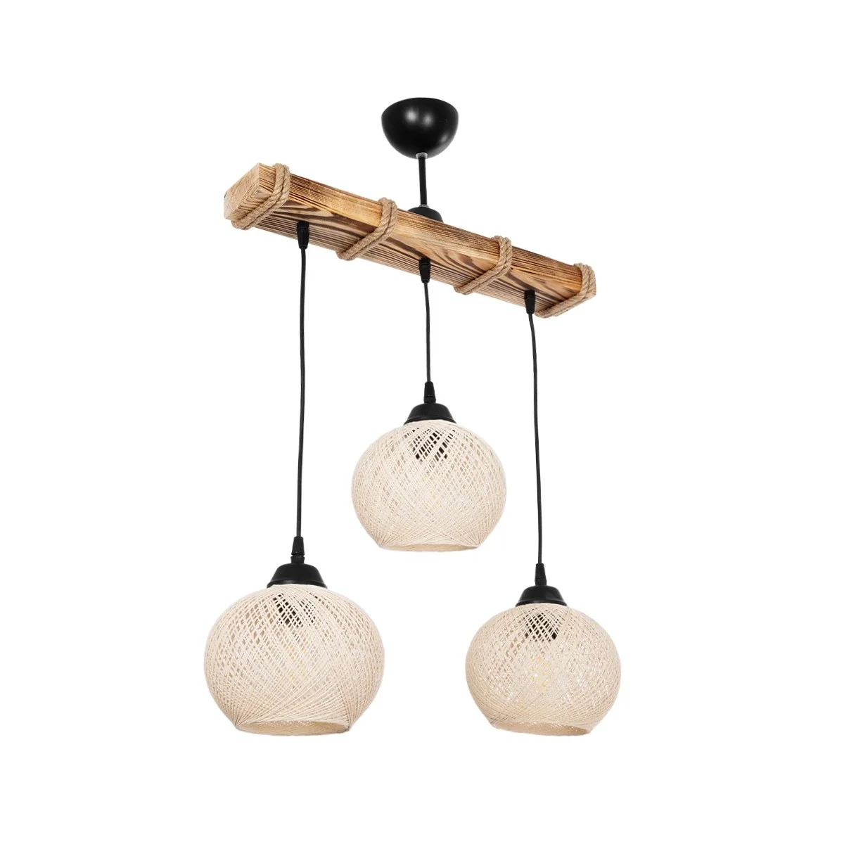 Φωτογραφία προϊόντος: GLOBOSTAR® LUMA 201-0011 Vintage Κρεμαστό Φωτιστικό Οροφής με Ντουί 3 x E27 AC 220-240V IP20 - Μπεζ & Μαύρο - Μ55 x Π18 x Υ65cm