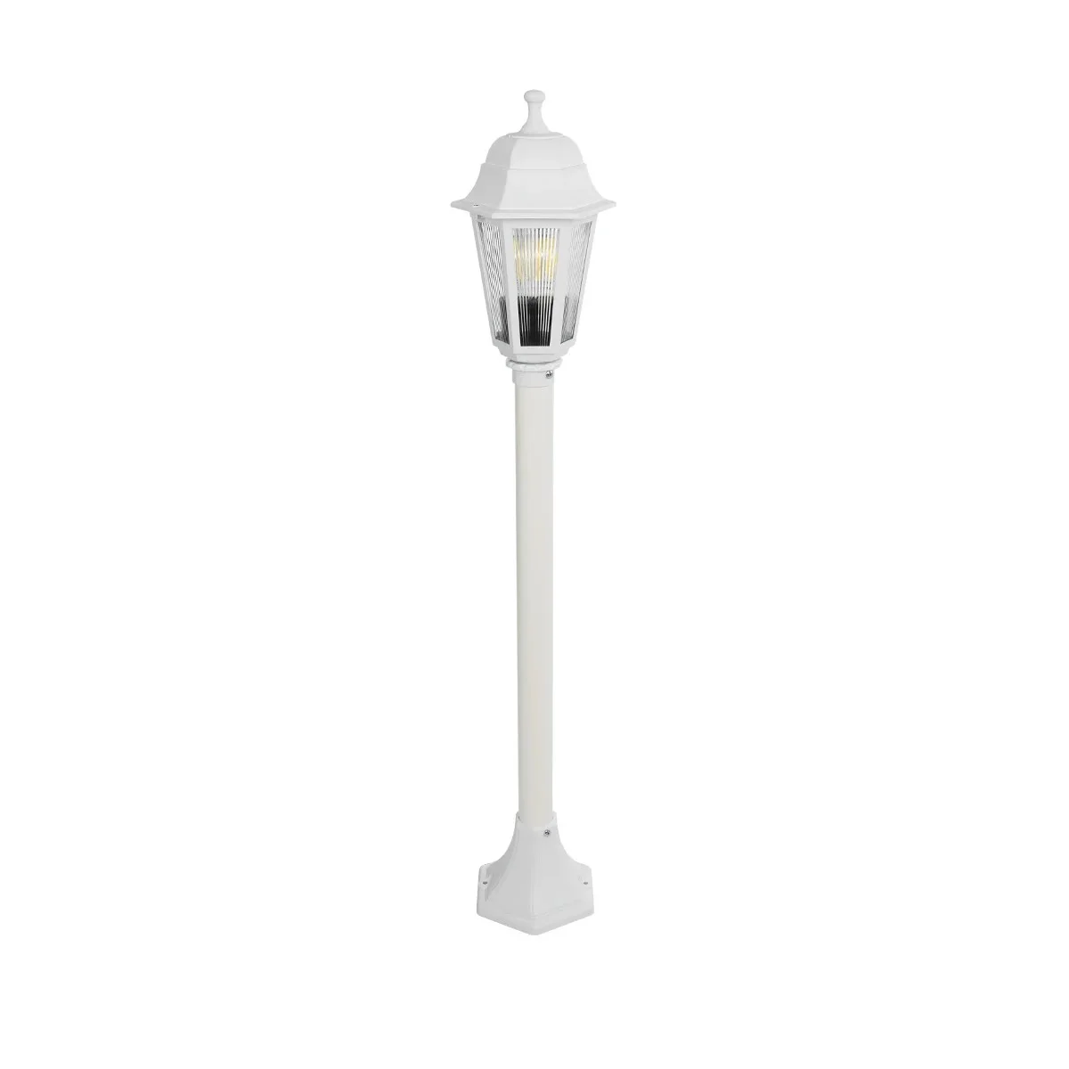 Φωτογραφία προϊόντος: GloboStar® VITRO 203-0202 Vintage Επιδαπέδιο Φωτιστικό Κολωνάκι Κήπου Μονόφωτο 1 x E27 IP44 Λευκό & Διάφανο Πλαστικό - Μ17 x Π17 x Υ100cm